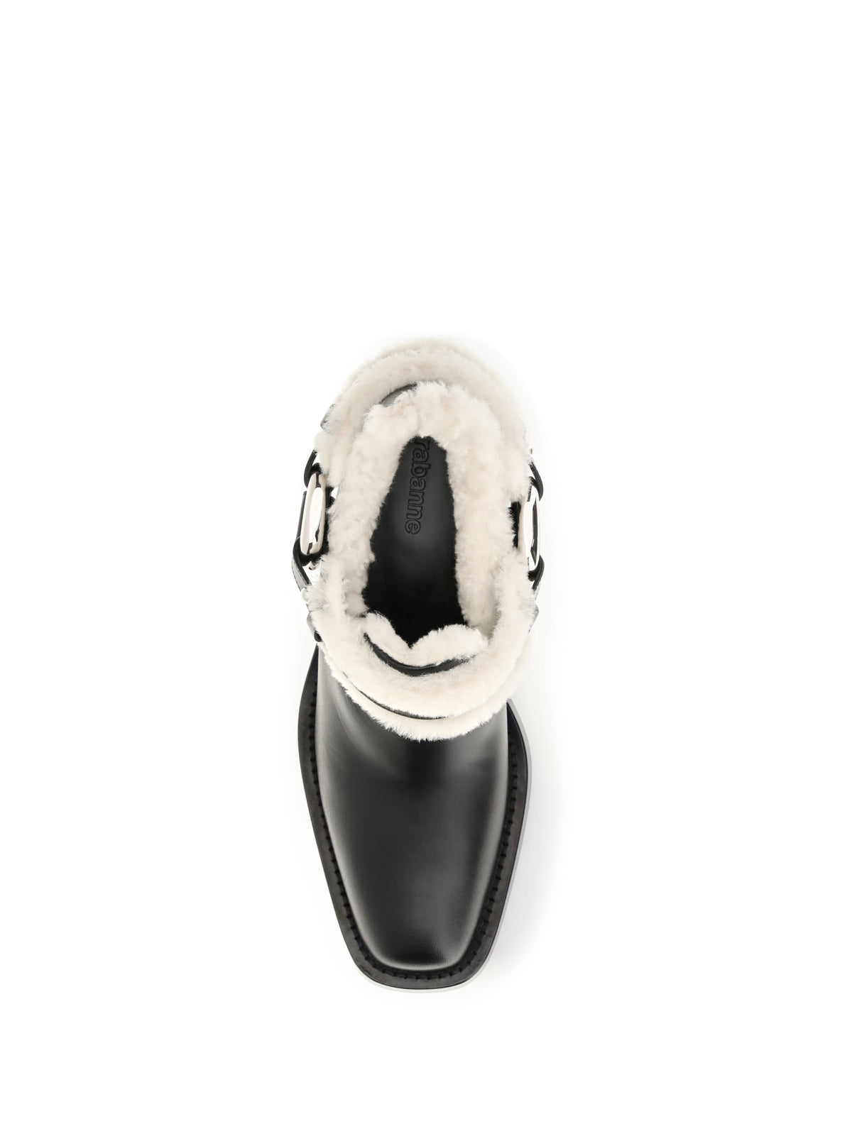 Rabanne Shearling trim biker ankle Boots - Black