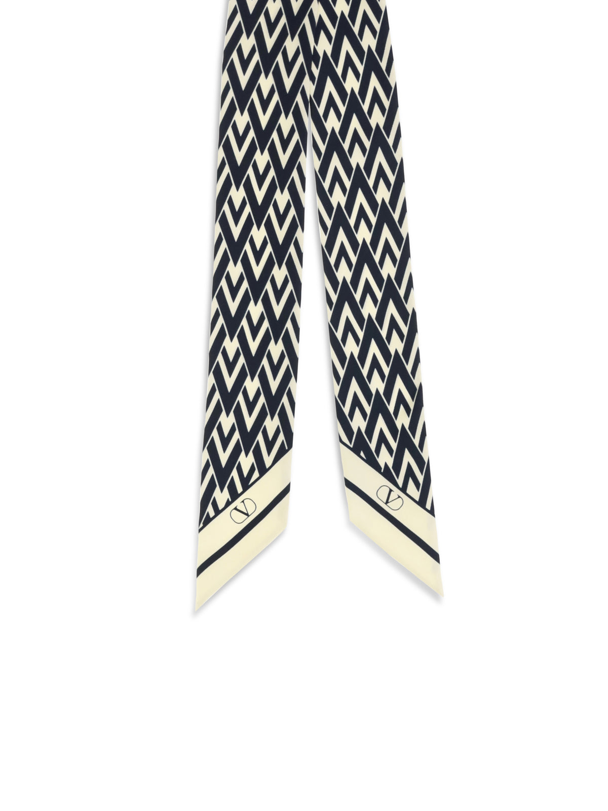 Valentino Garavani Twill Tout La V Scarf - Ivory/Blue Navy