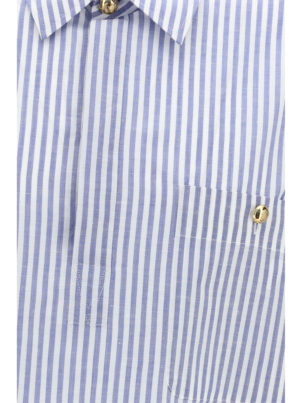 Valentino Short-sleeve Shirt with logo buttons - White/Navy