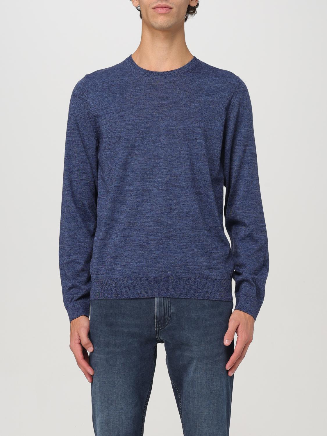 Boss Sweater Men Gnawed Blue