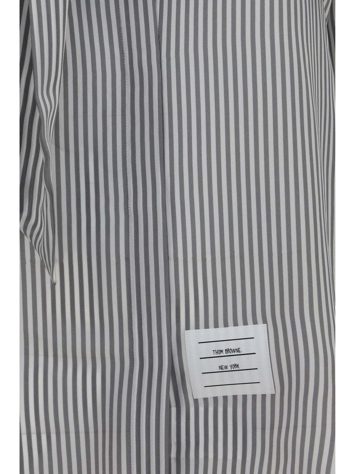 Thom Browne Striped silk Shirt with removable collar - Med Grey