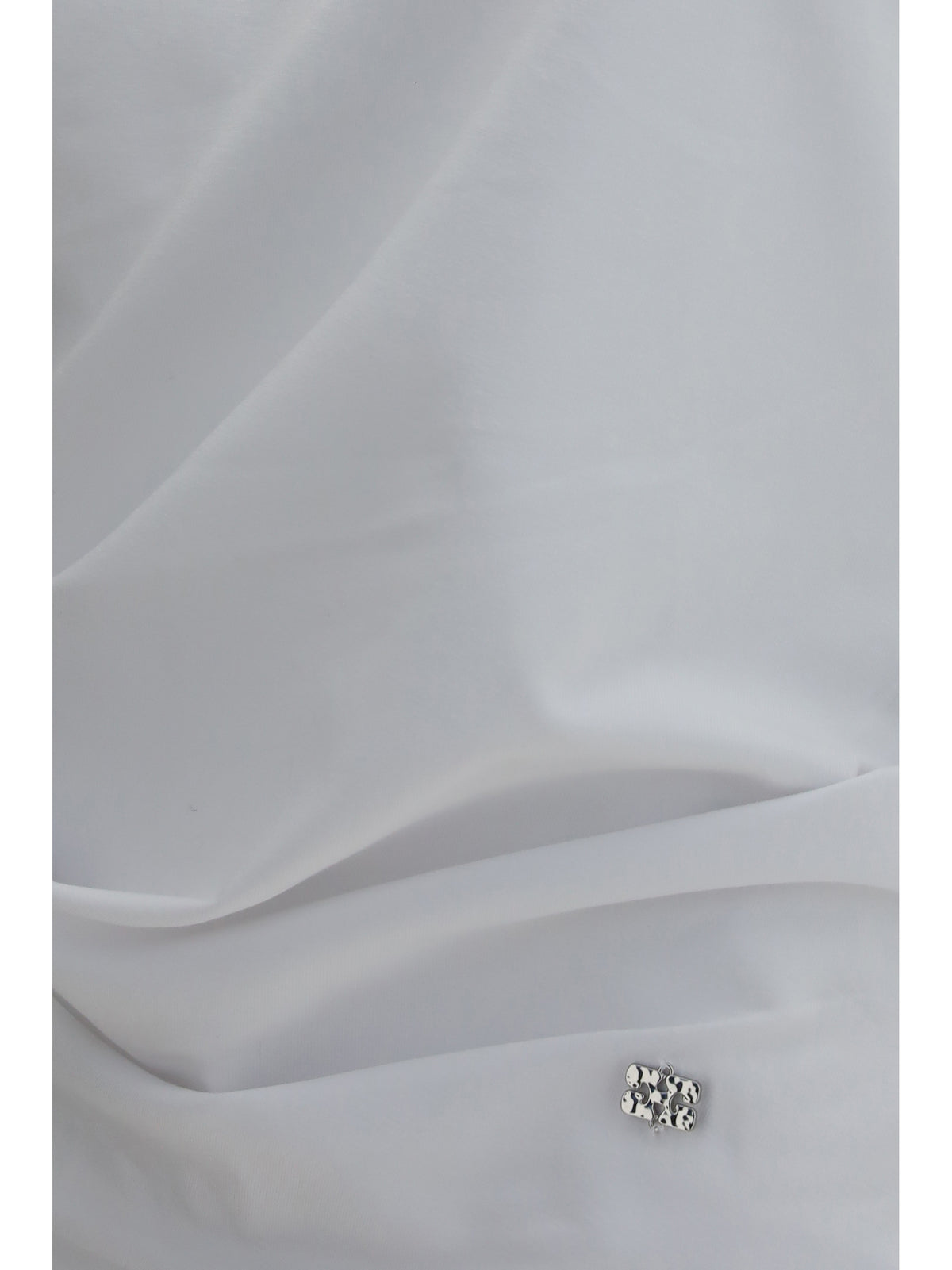 Ganni Asymmetric draped stretch cotton Top - Bright White