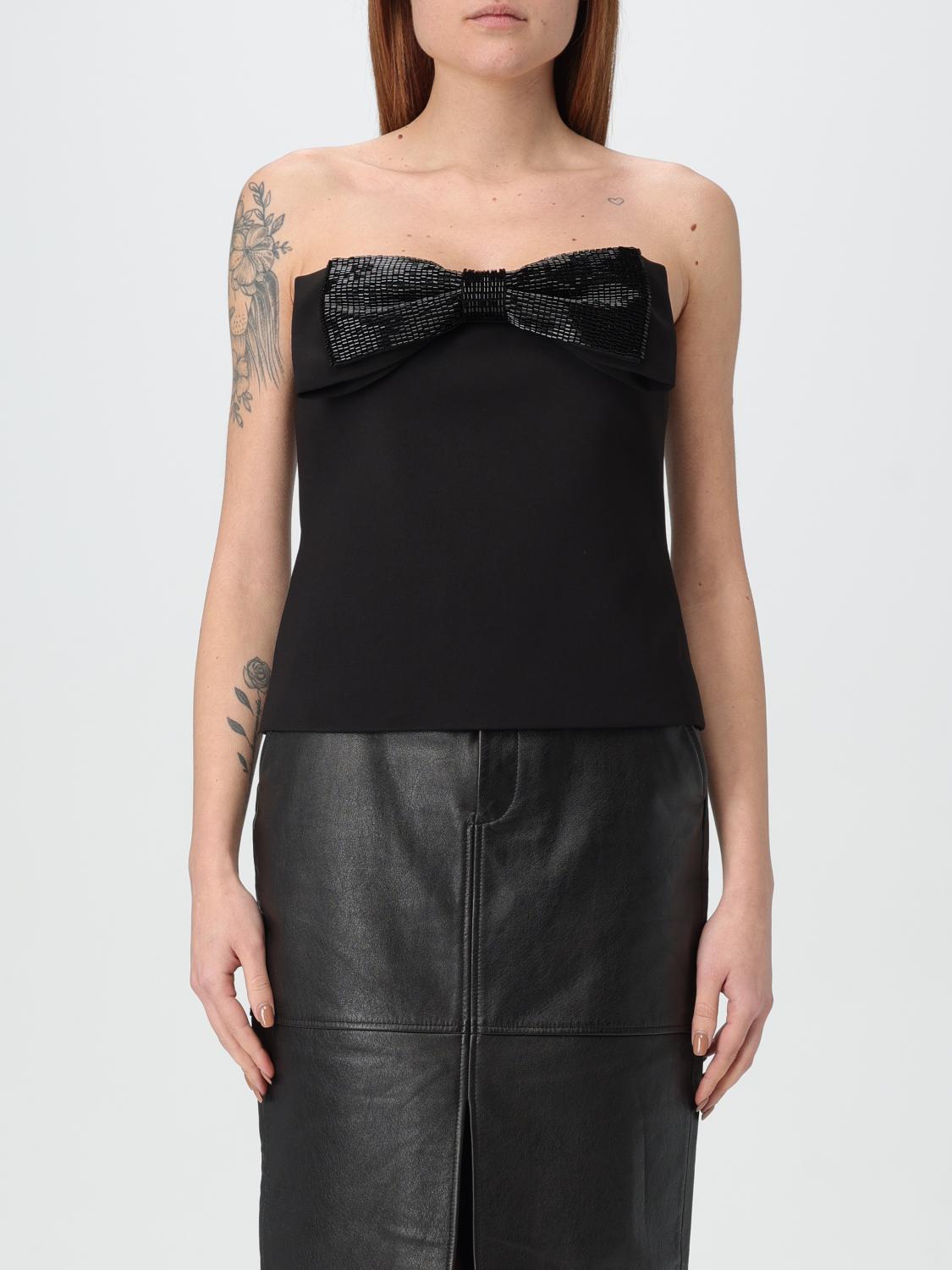 Tシャツ・カットソー SELF PORTRAIT Women Tunic Tops RS25121TAB Black Self Portrait Top Woman Black – Modishus