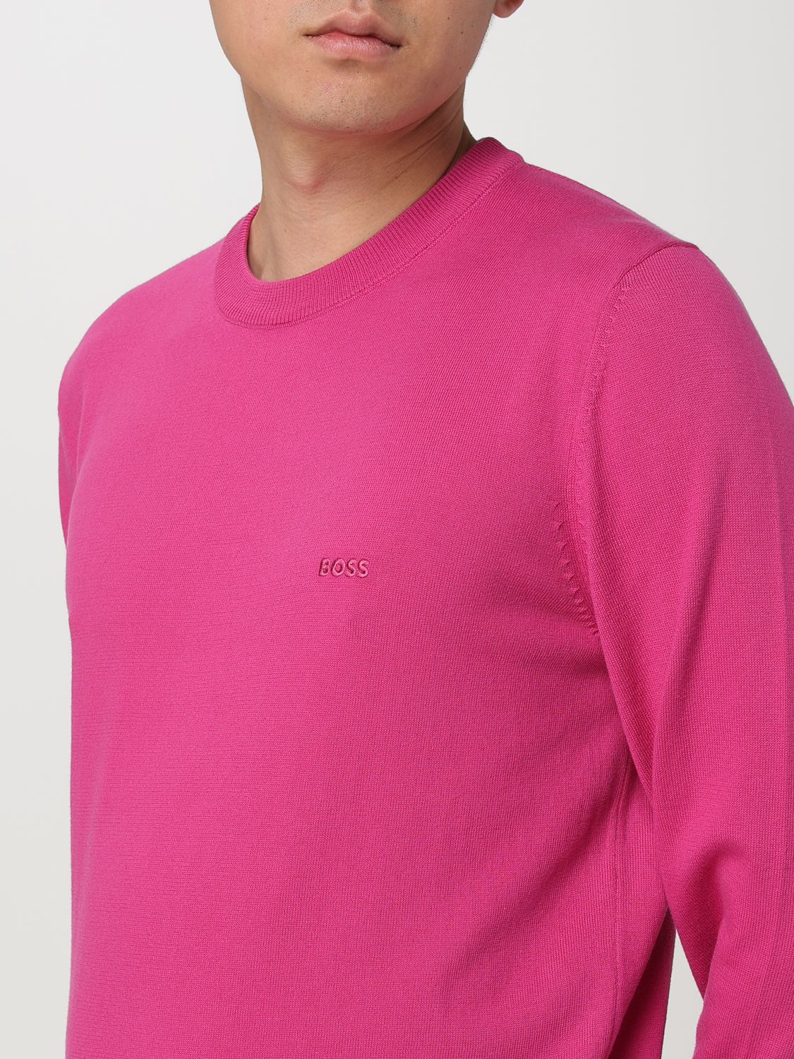 Boss Sweater Men Fuchsia