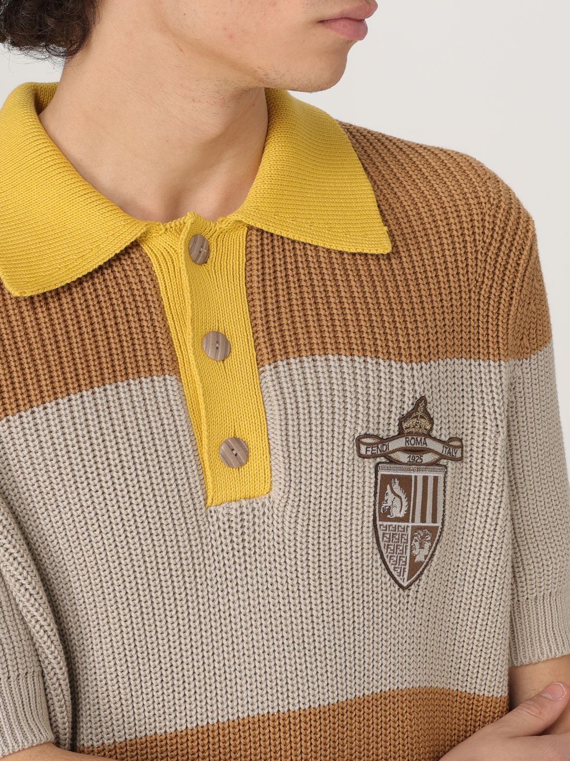 Fendi Polo Shirt Men Grey