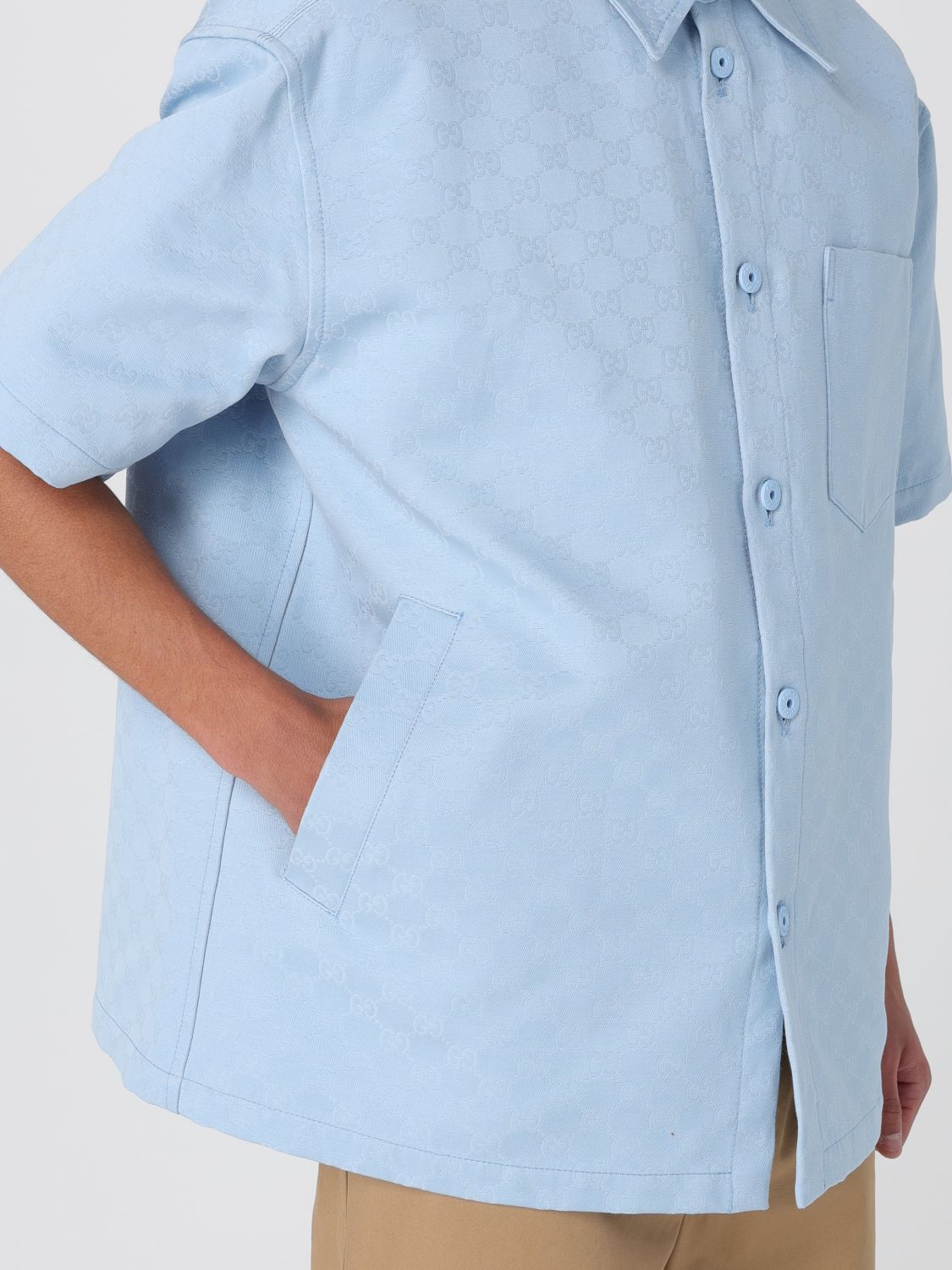 Gucci Shirt Men Sky Blue