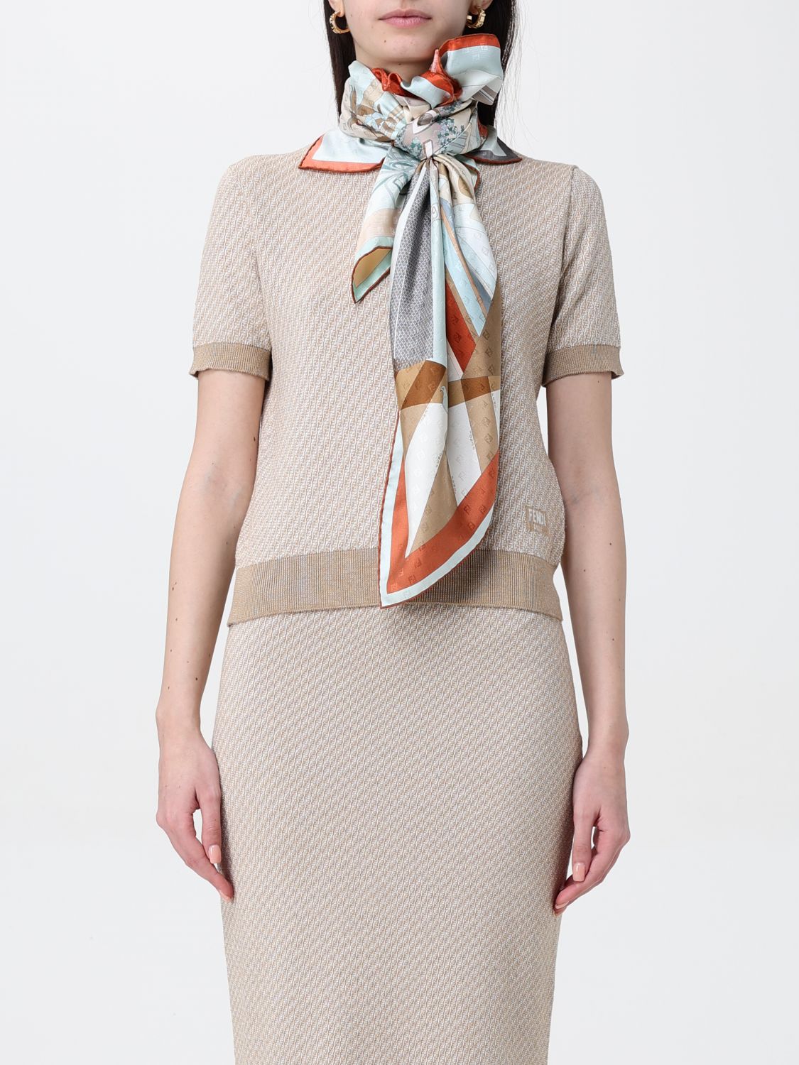 Fendi Neck Scarf Woman Orange