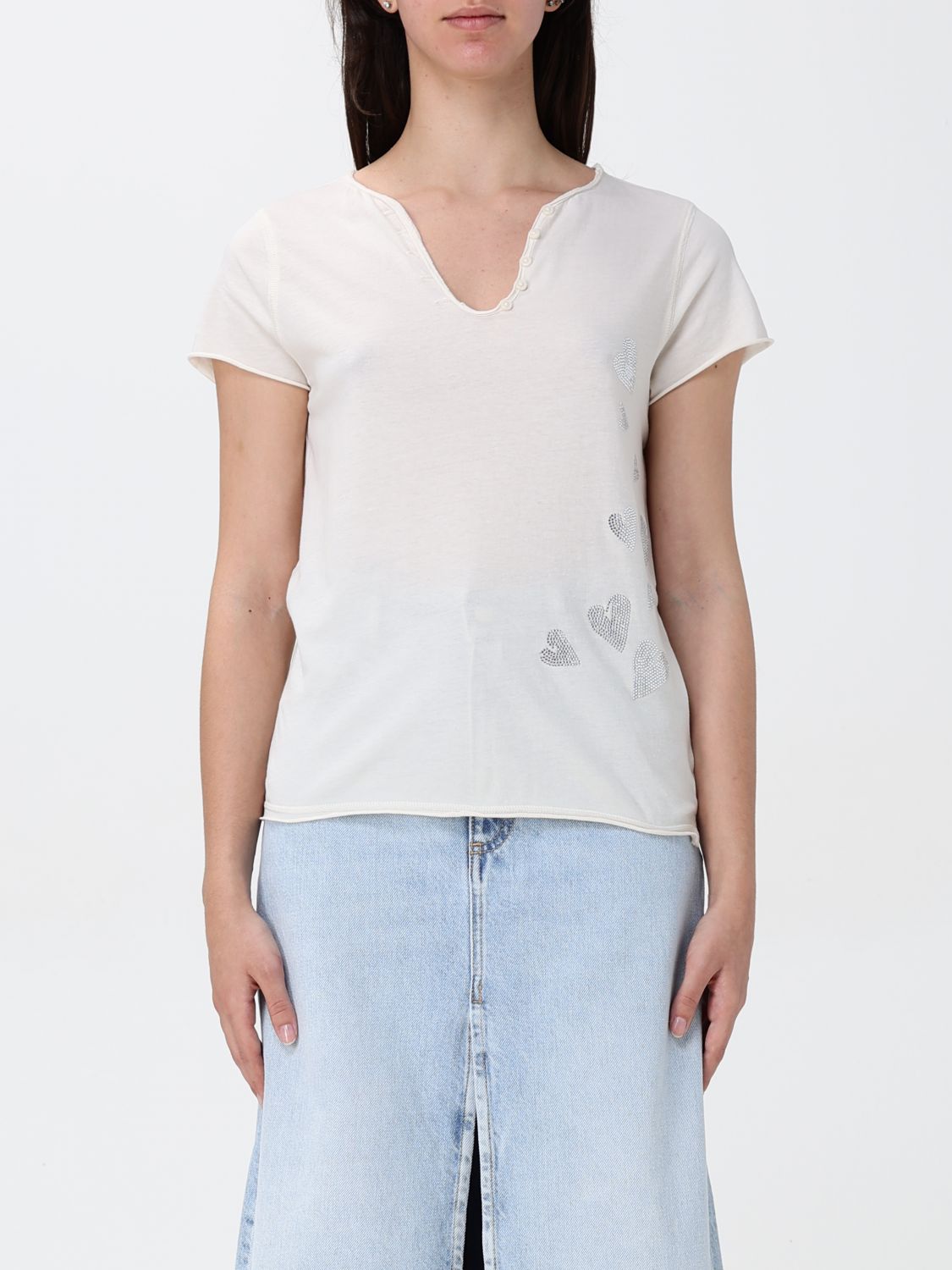 Tシャツ・カットソー ZADIG & VOLTAIRE Woman T-Shirt Beige JWTN02603 102 Zadig &Amp; Voltaire T Shirt Woman Beige – Modishus
