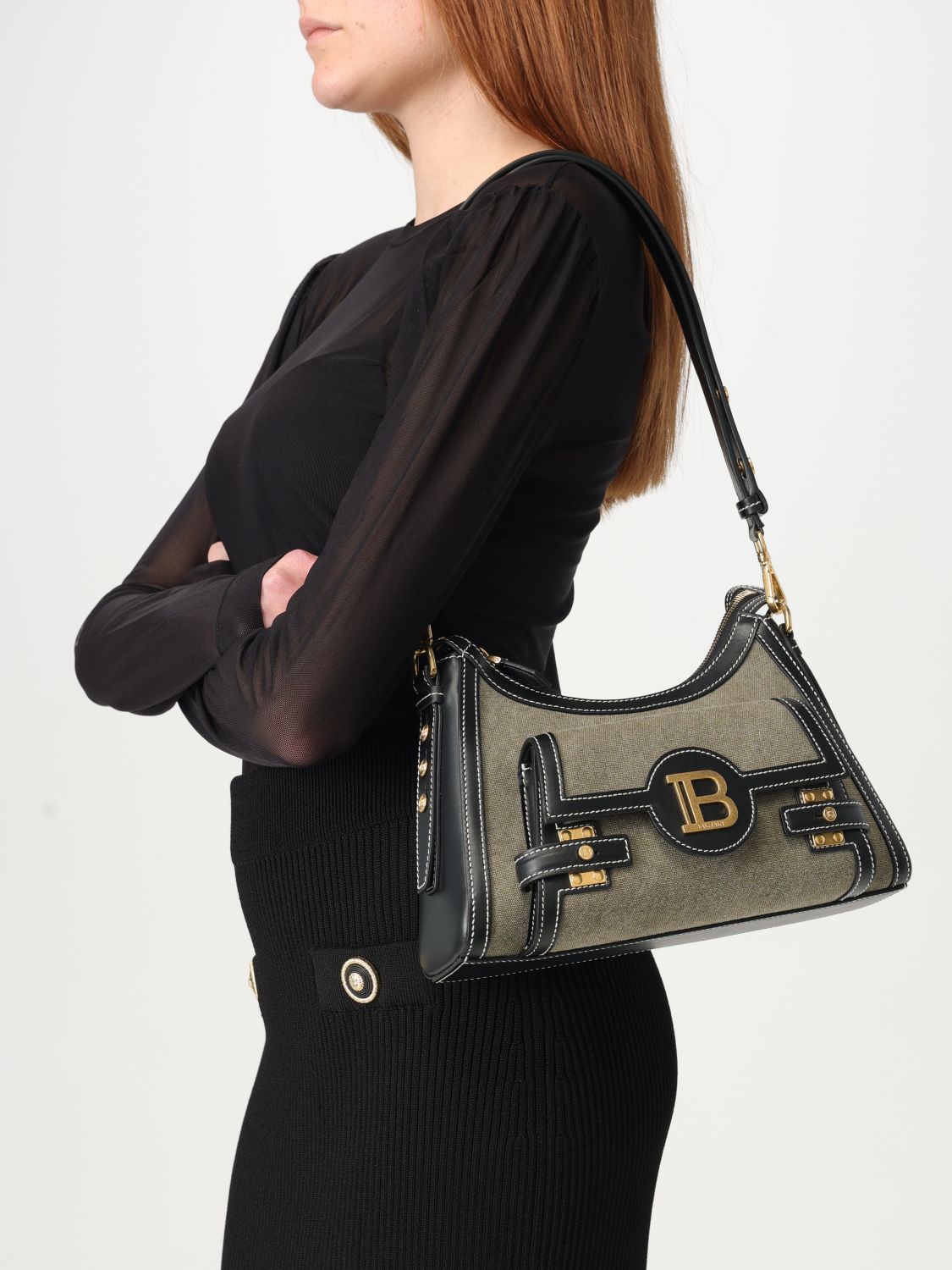 Balmain Shoulder Bag Woman Kaki