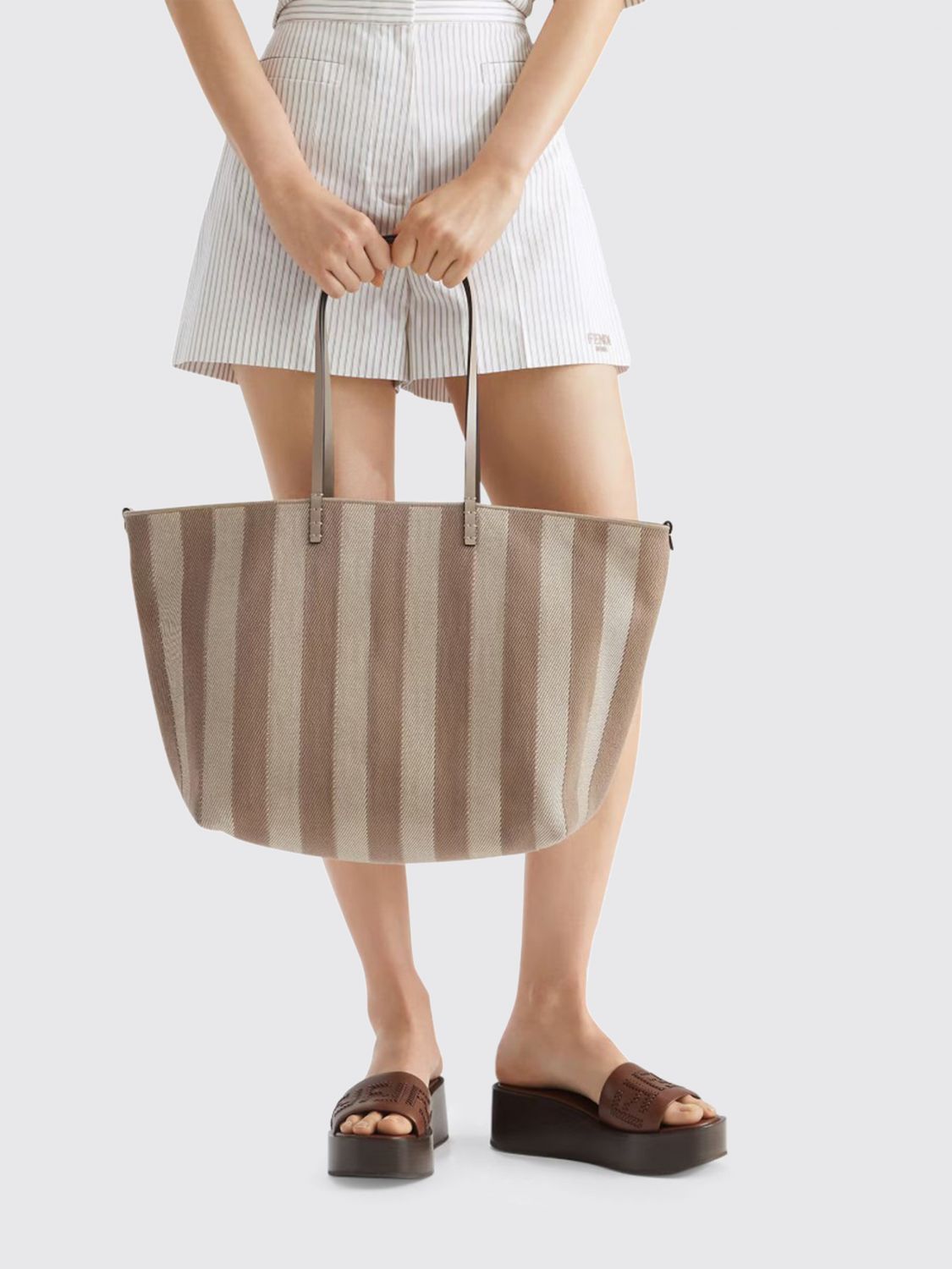 Fendi Tote Bags Woman Beige