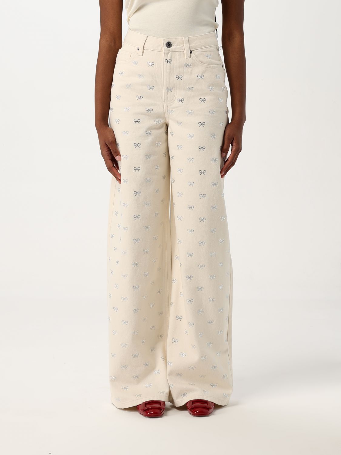 デニム・ジーパン SELF-PORTRAIT Woman Jeans Yellow Cream SS25829PC Self Portrait Jeans Woman Yellow Cream – Modishus