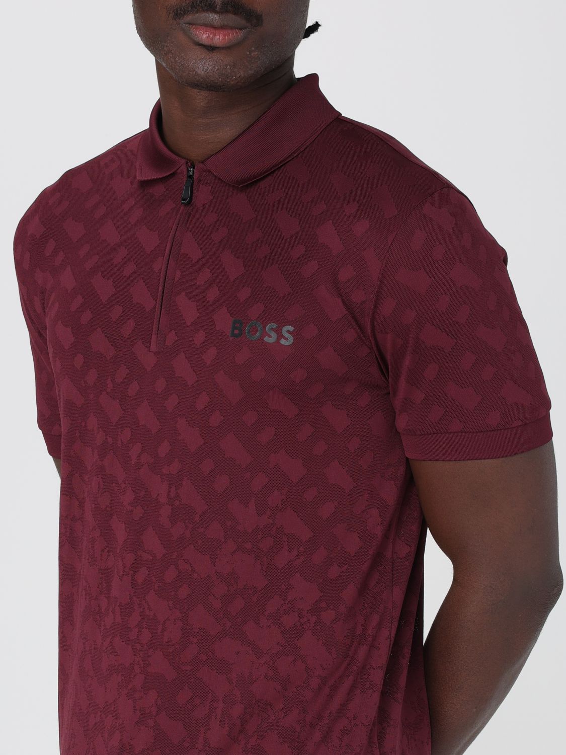 Boss Polo Shirt Men Burgundy
