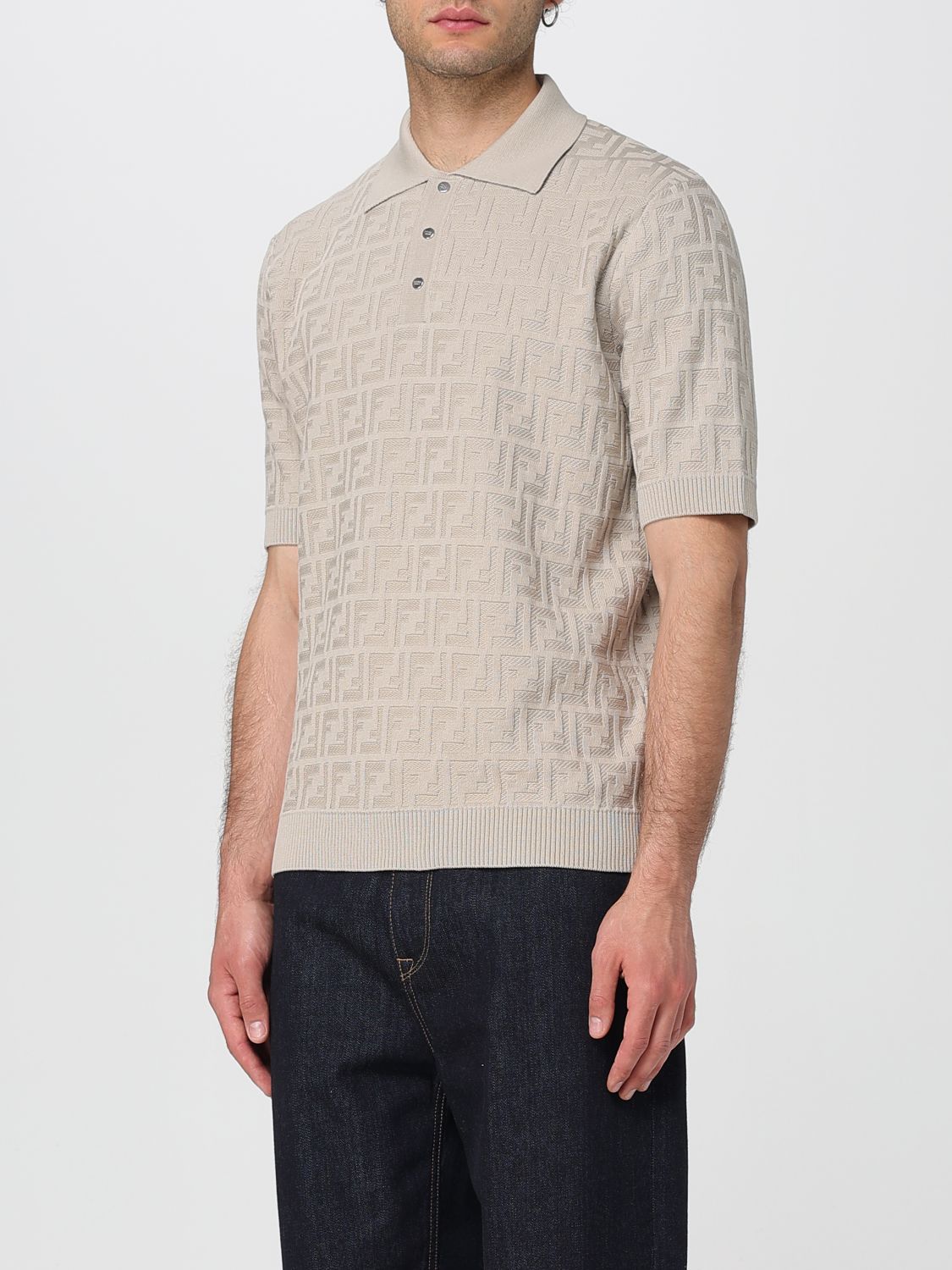 Fendi Polo Shirt Men Grey