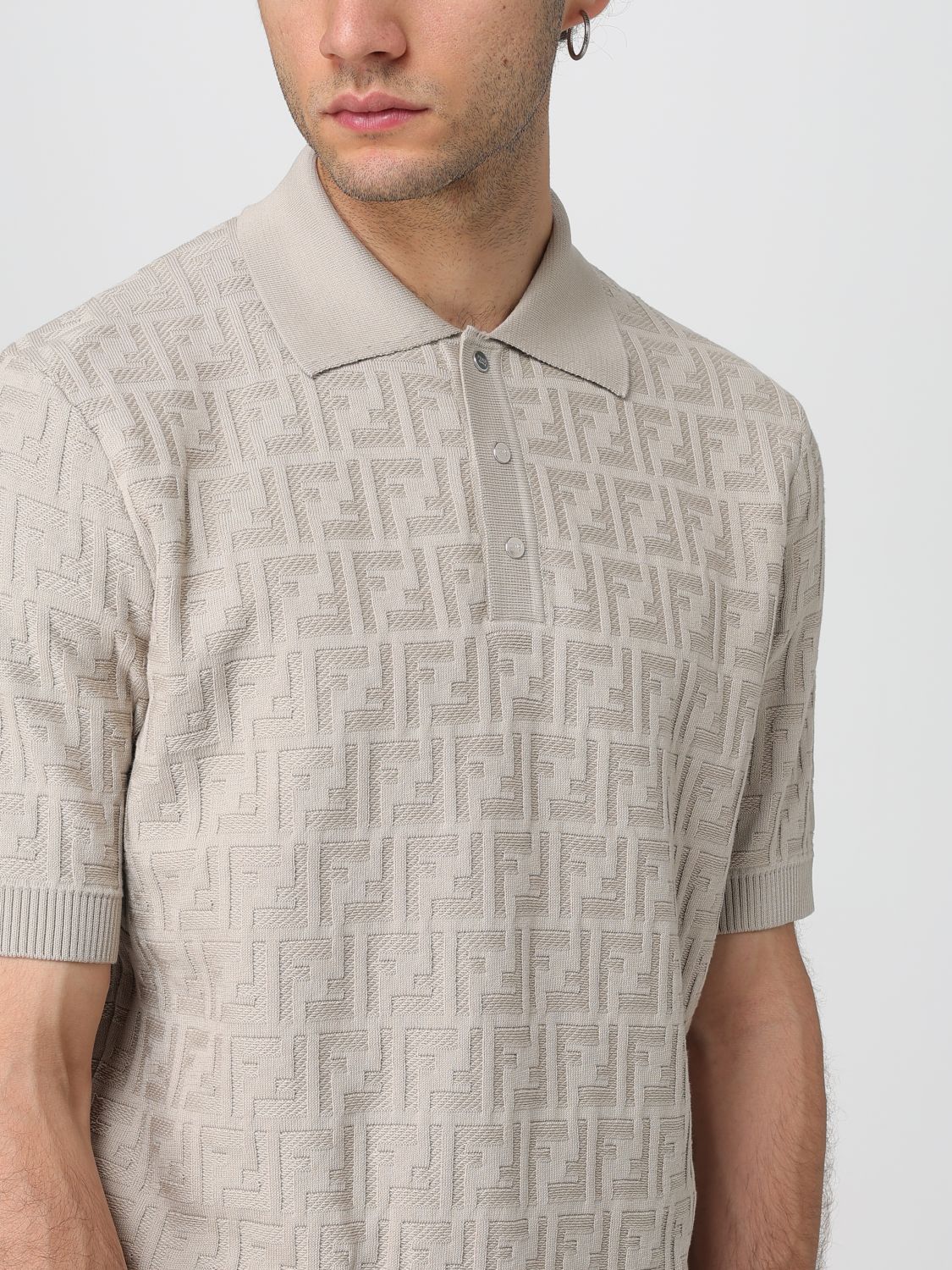 Fendi Polo Shirt Men Grey