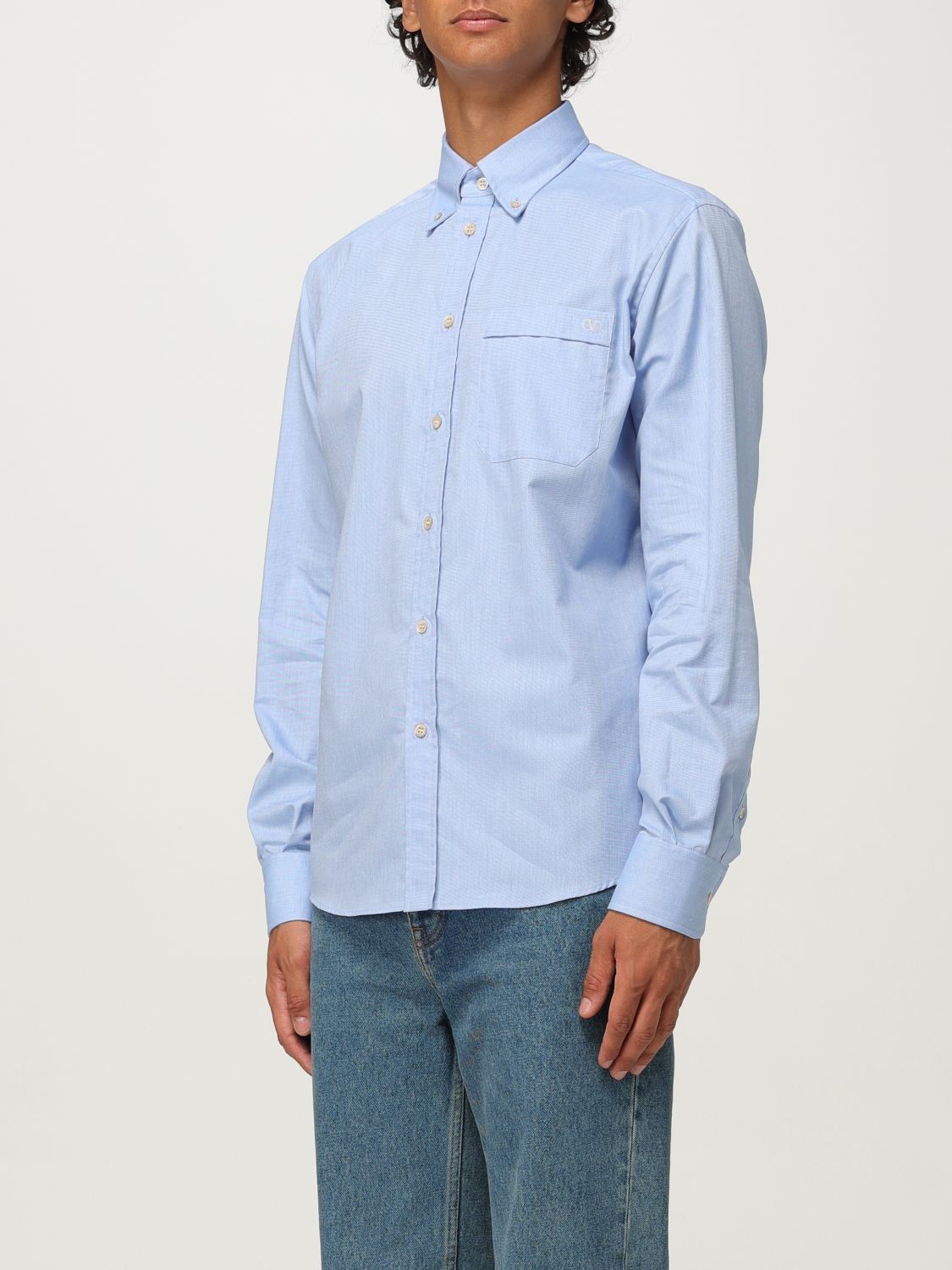Valentino Shirt Men Gnawed Blue