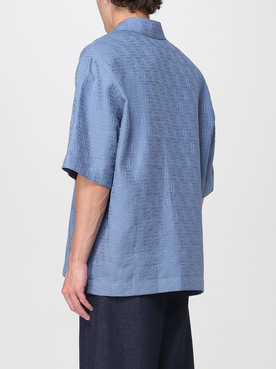 Fendi Shirt Men Gnawed Blue