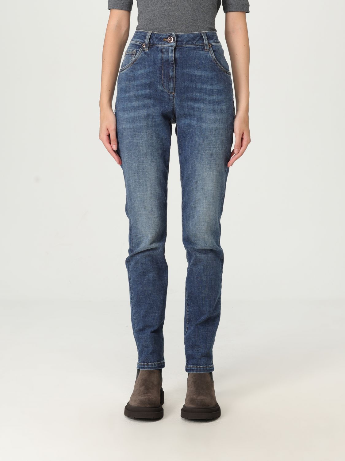 デニム・ジーパン BRUNELLO CUCINELLI Women Denim Pants MP065P5679C8339 Blue Women's jeans - Designer denim collection | Brunello Cucinelli