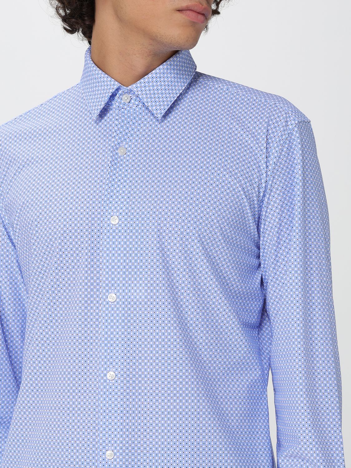 Boss Shirt Men Gnawed Blue