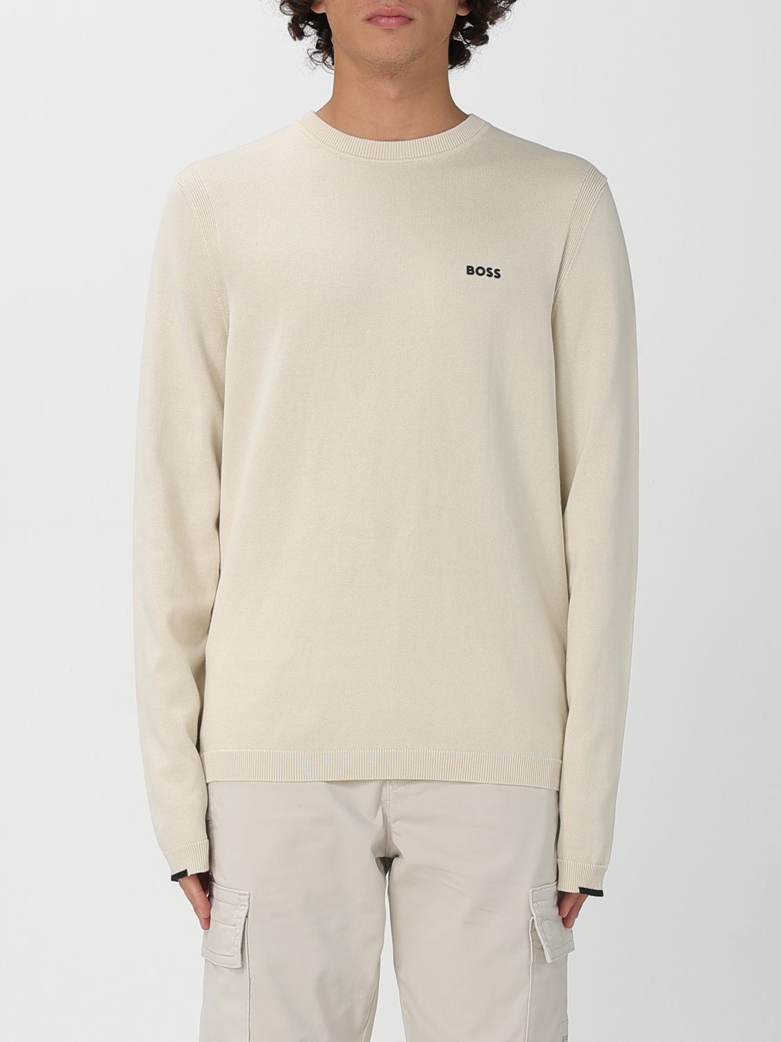 Boss Sweater Men Yellow Cream