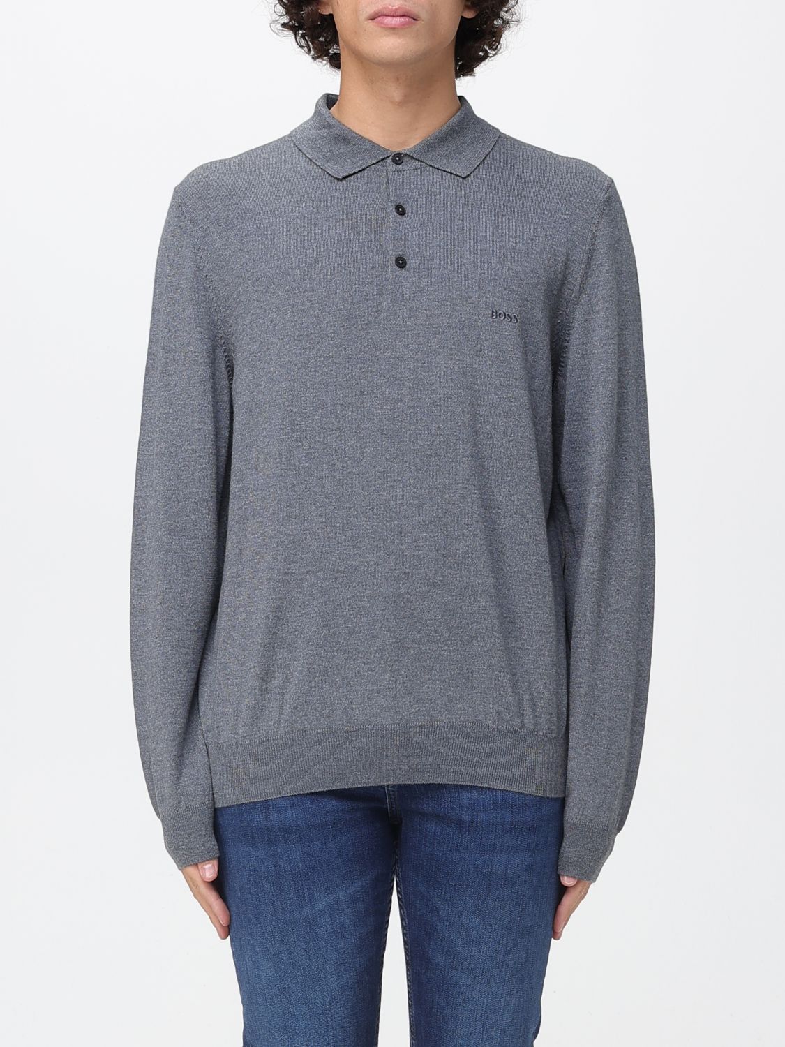 Boss Polo Shirt Men Grey