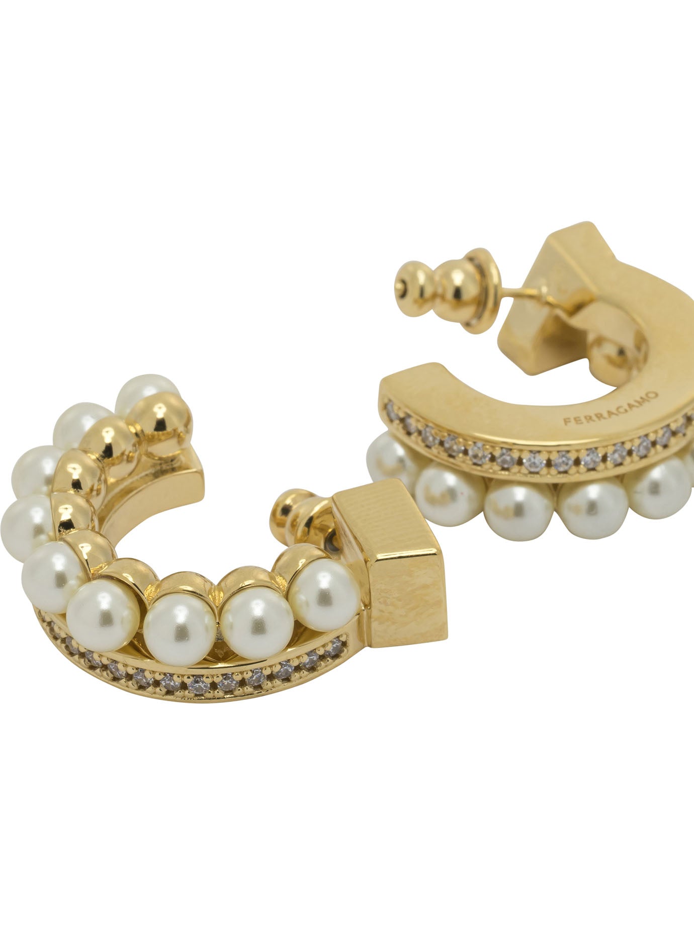 Ferragamo "Gancini" earrings with pearls - Gold
