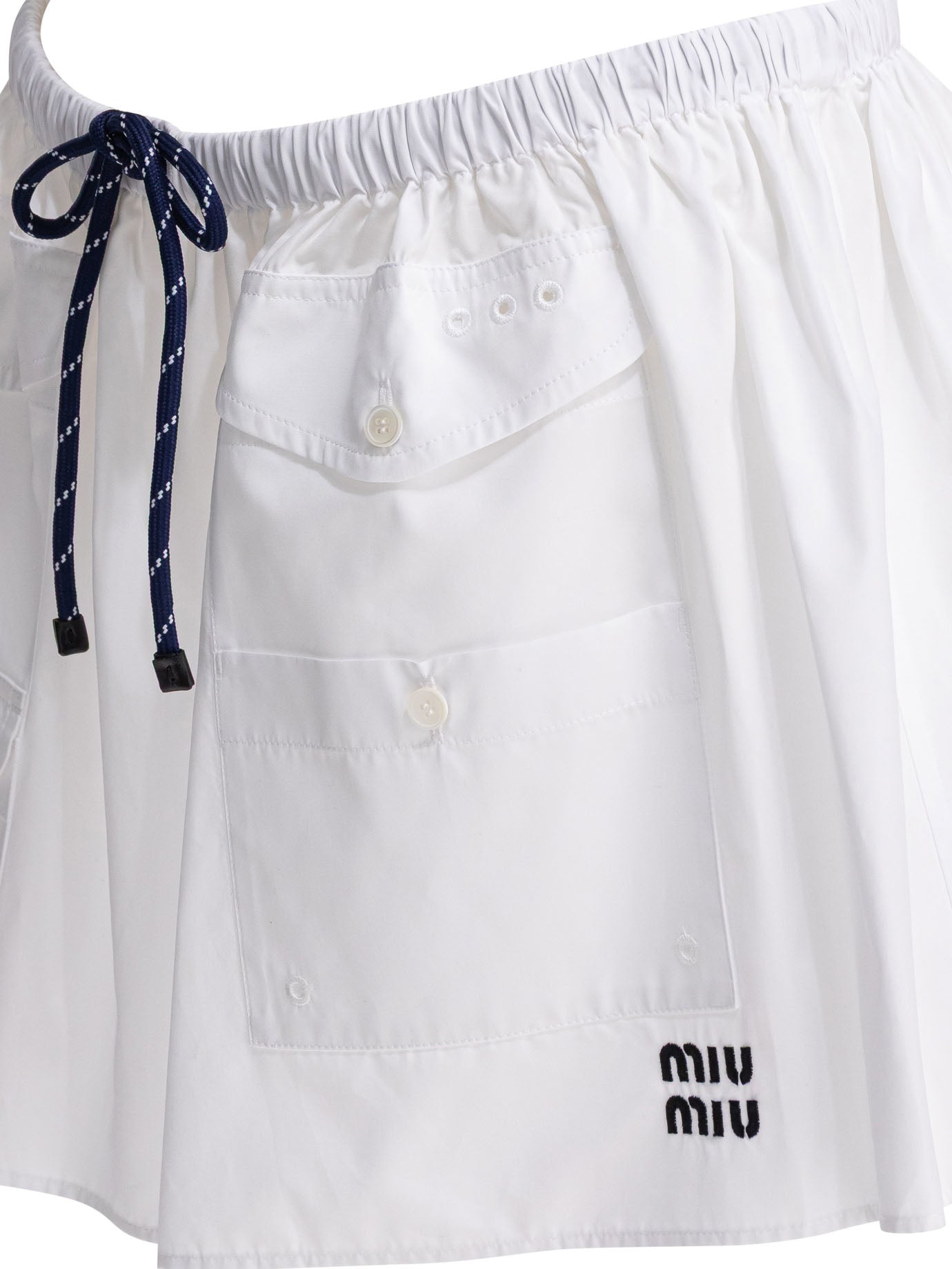Miu Miu Poplin mini skirt with logo - White