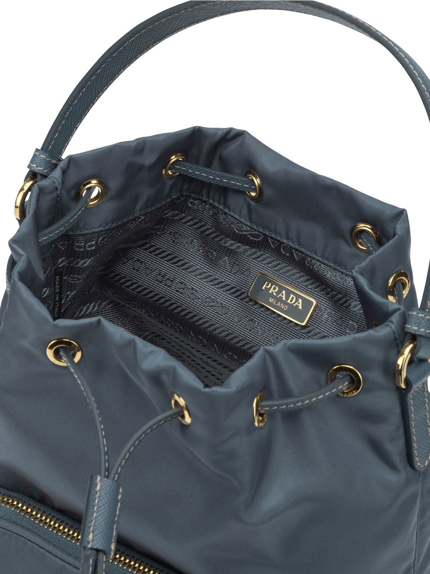 Prada Re-Nylon Small "Duet" Hand Bag - Blue