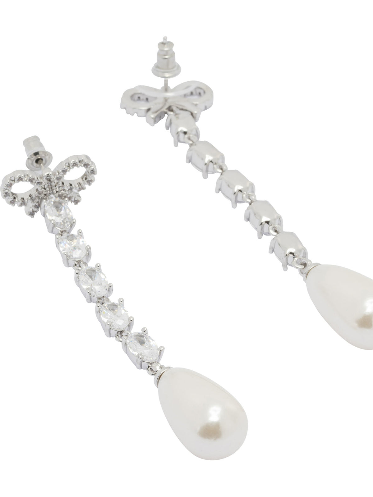 Self-Portrait Bow and pearl earrings - Silver