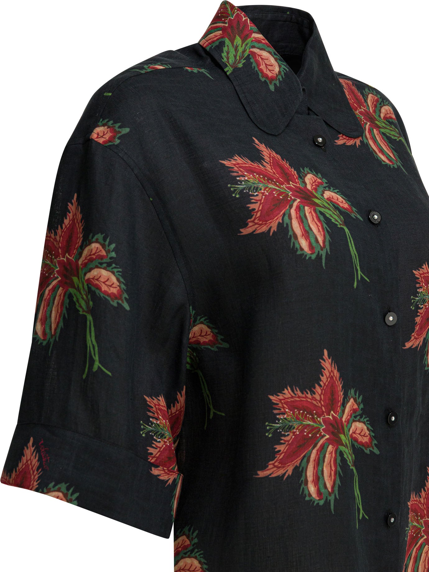 Valentino Linen floral shirt - Black
