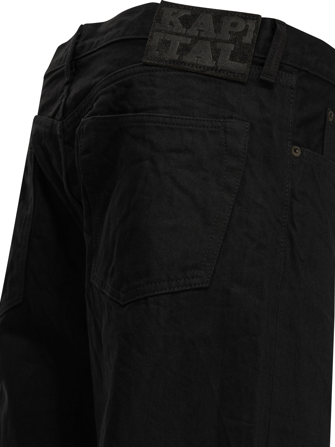 Kapital "BLKxBLK Denim 5P MONKEY TH" Wide-Leg Jeans - Black
