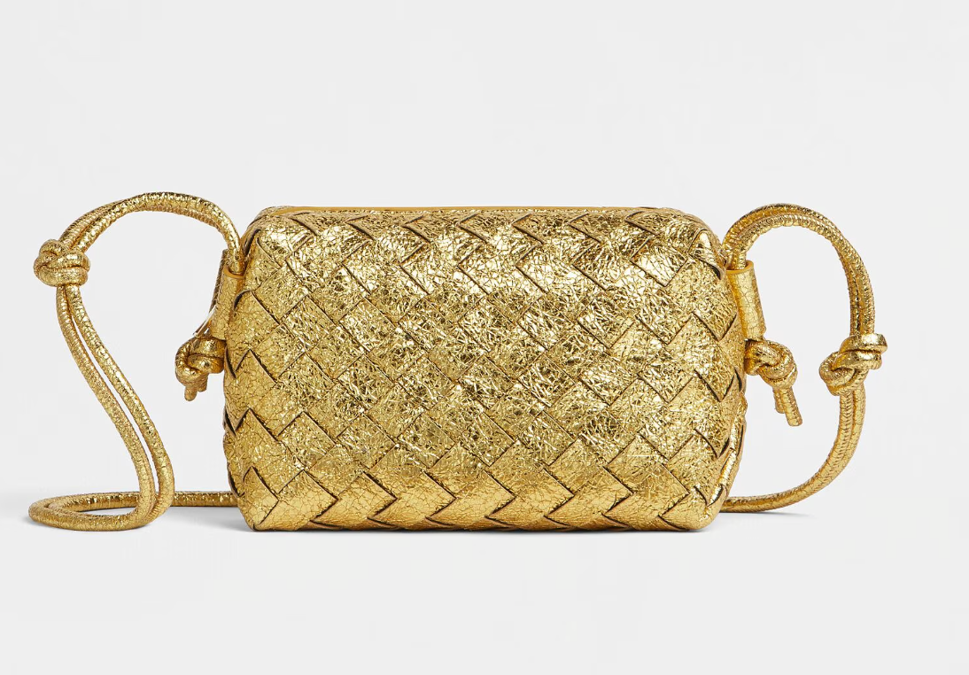 Bottega Veneta Mini Loop Bag In Craque Metallic