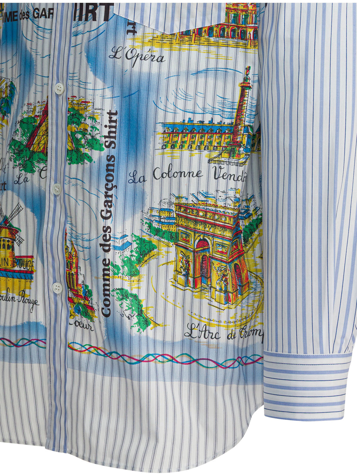 Comme Des GarçOns Shirt Striped shirt with print - Light Blue