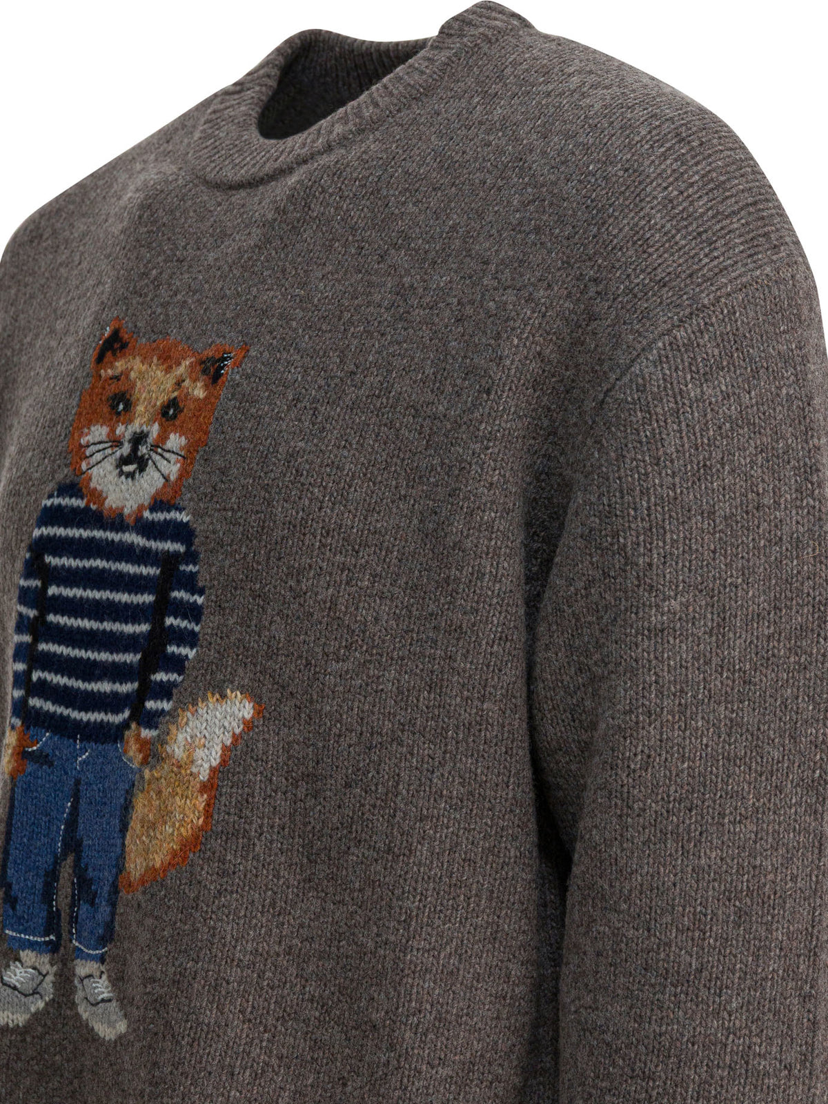 Maison Kitsuné Wool sweater with Dressed Fox - Grey