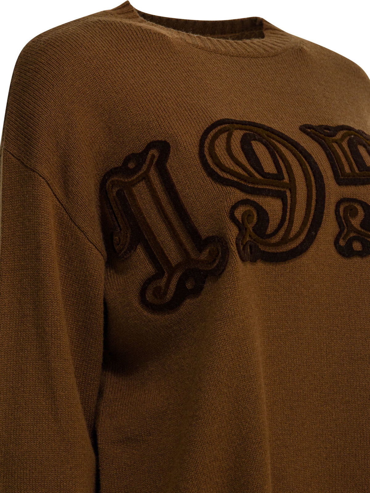 Max Mara Embroidered crew neck sweater - Brown