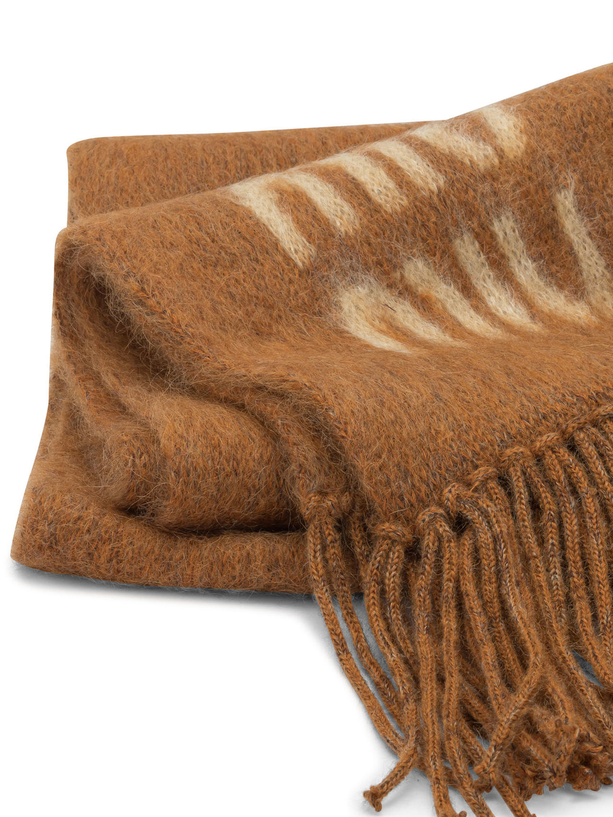 Miu Miu Merino Wool Fringed Scarf - Orange