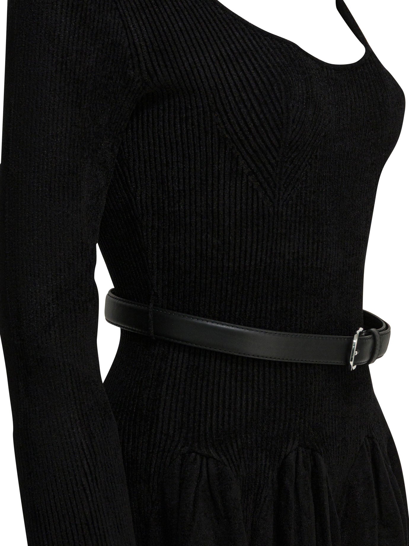 Self-Portrait Knitted flared dress - Black