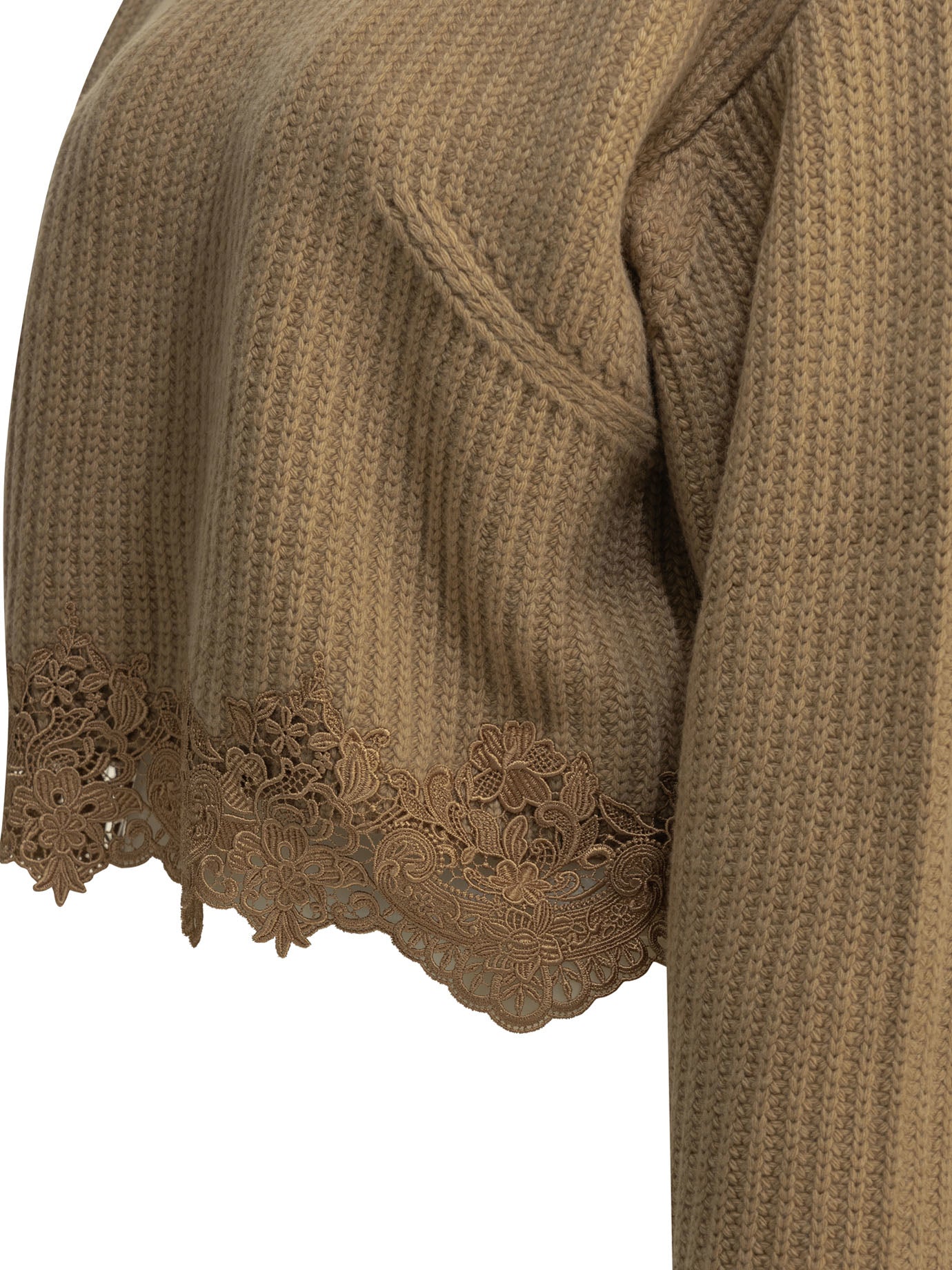 Chloé Crew-neck sweater with lace - Brown