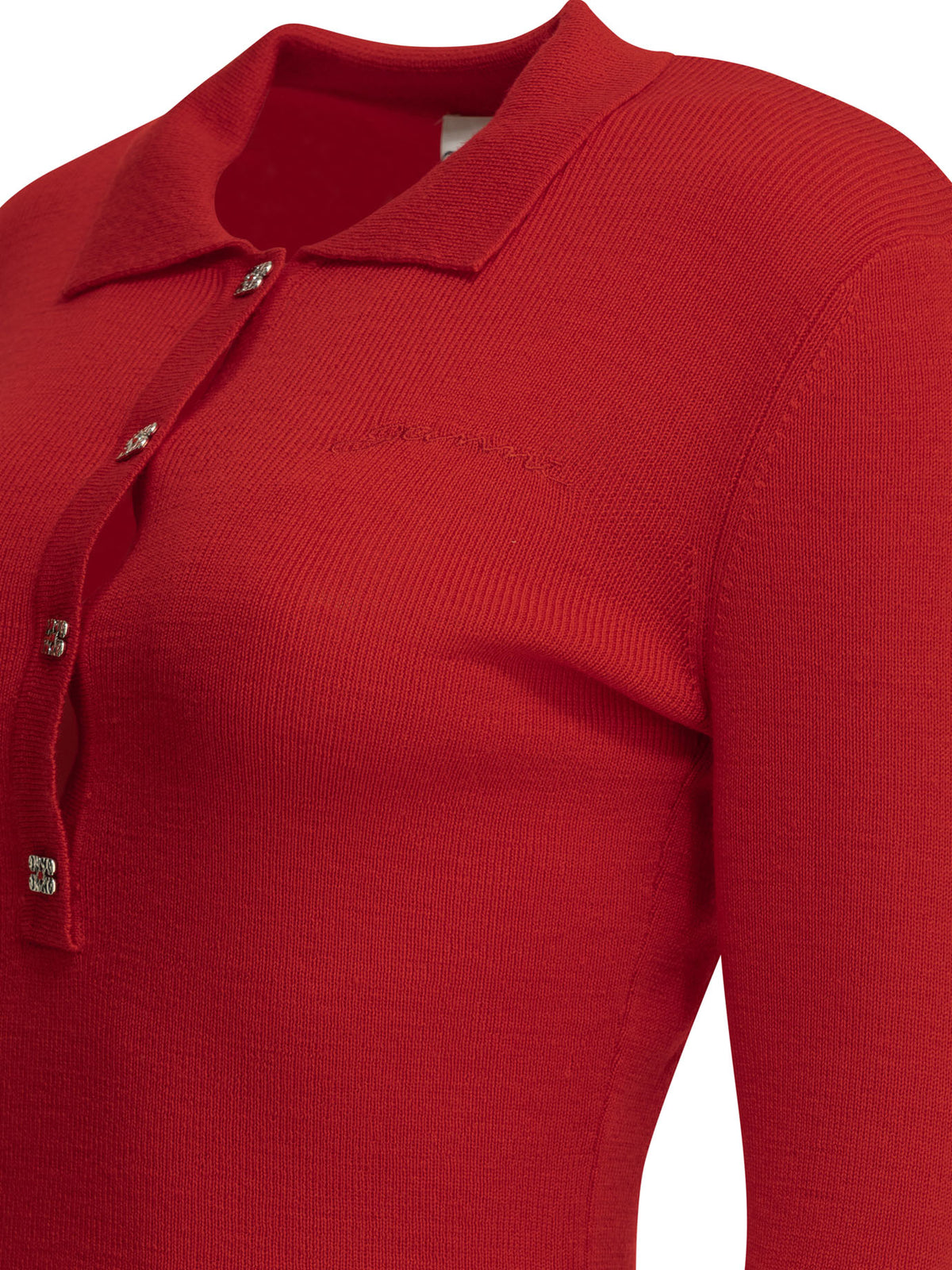 Ganni Merino wool polo sweater - Red