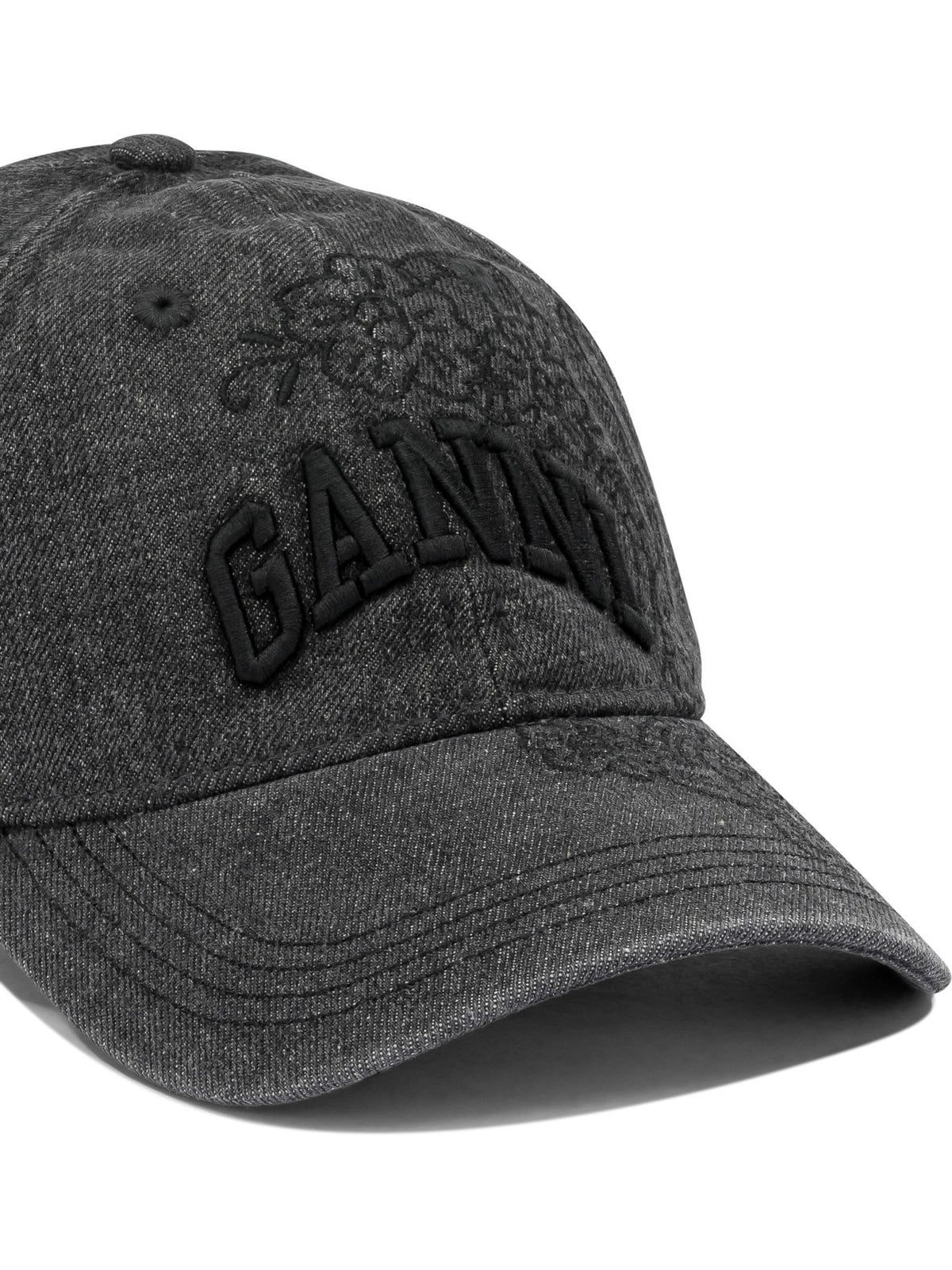 Ganni Denim baseball cap - Black