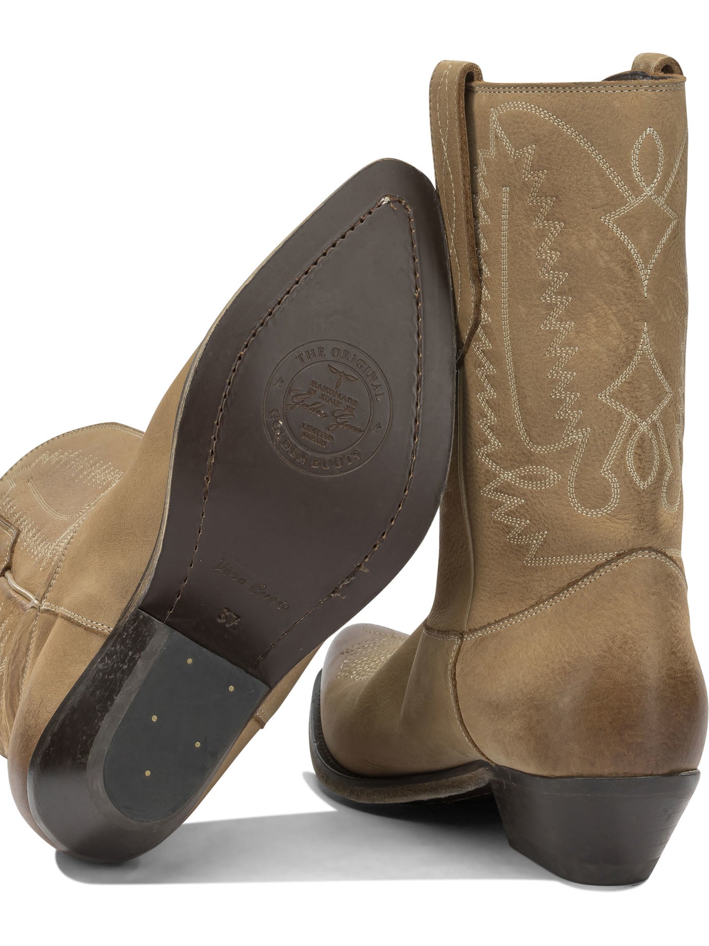 Golden Goose "Wish Star" Cowboy Ankle Boots - Beige
