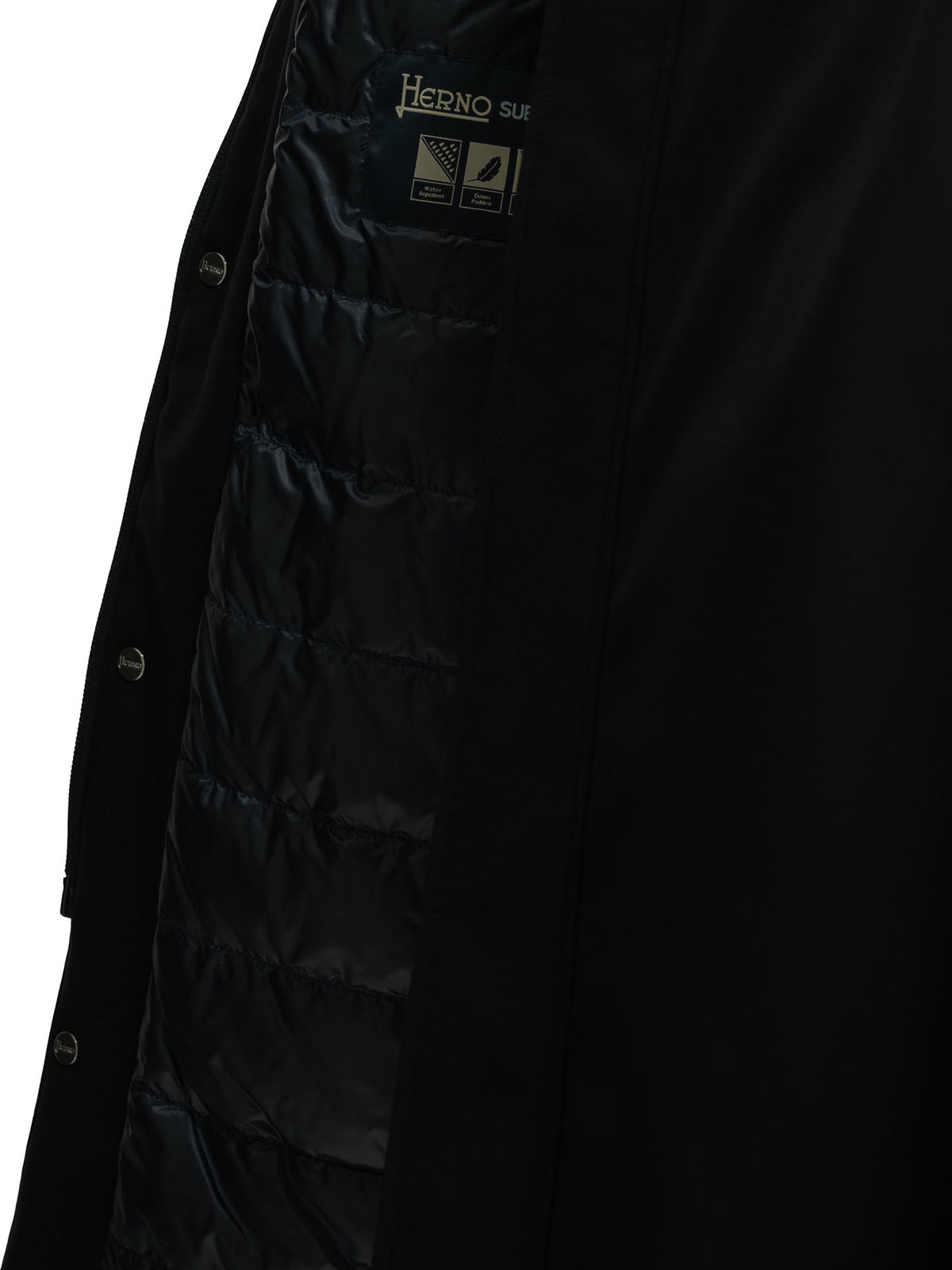Herno Long down jacket in stretch twill - Blue