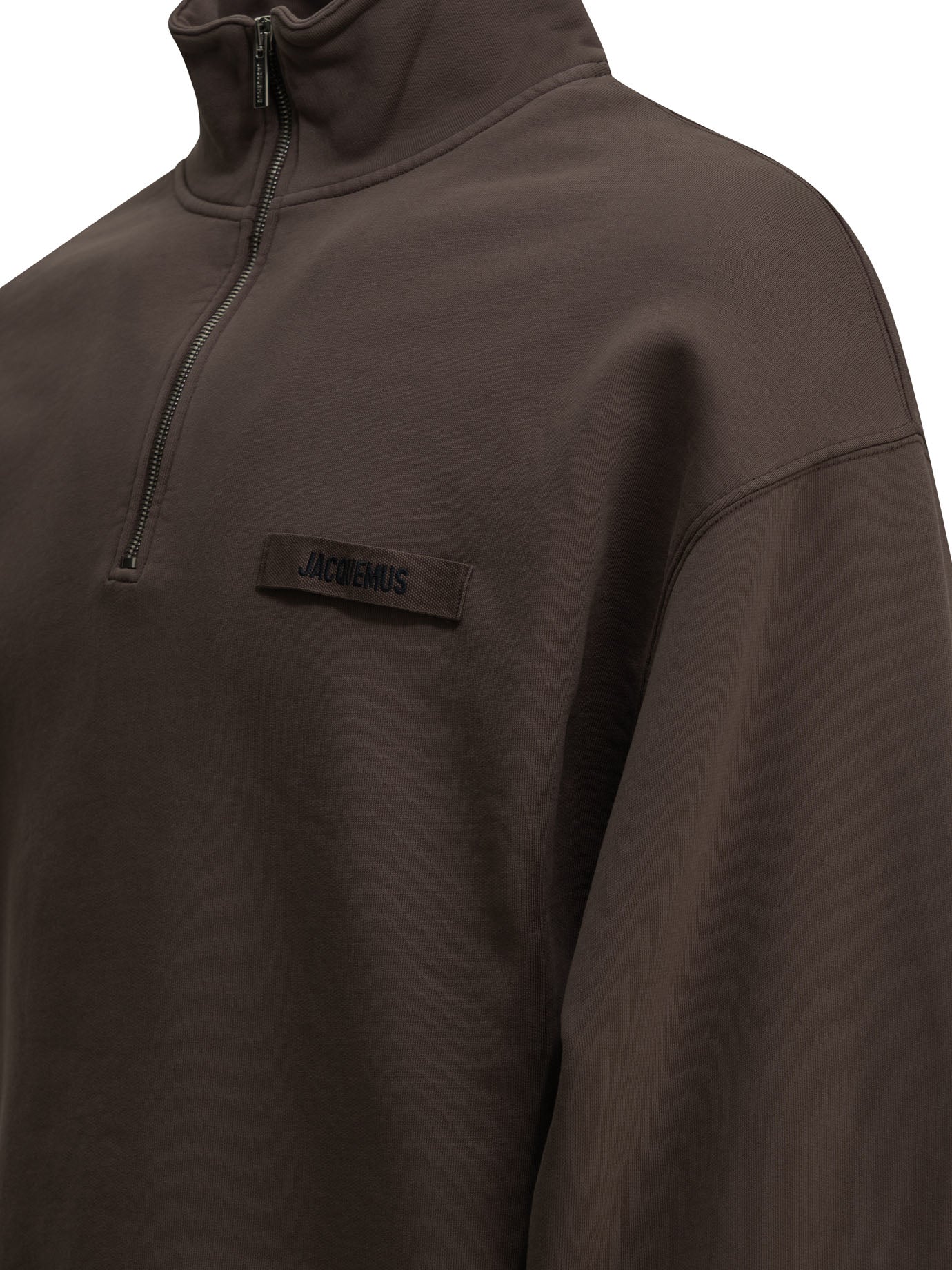 Jacquemus "Le Camionneur Gros Grain" Half Zip Sweatshirt - Brown
