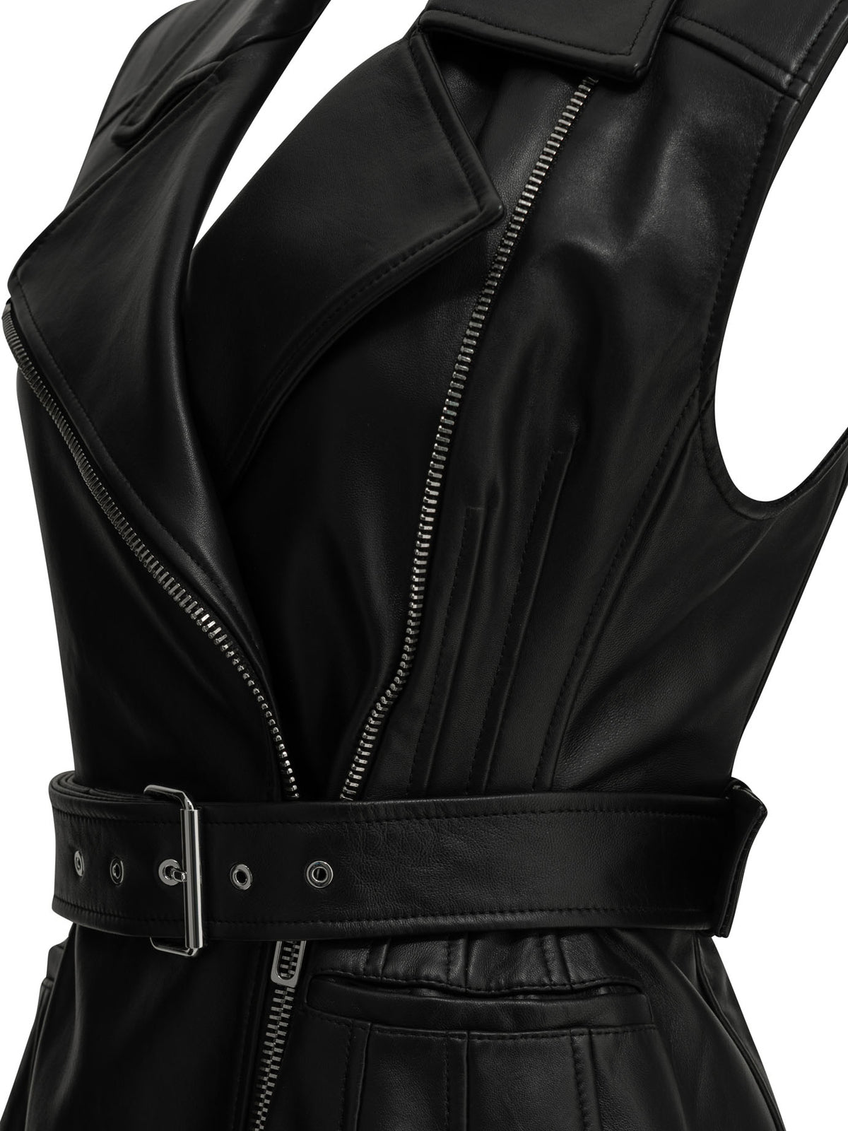 Max Mara Sportmax Sleeveless leather jacket - Black