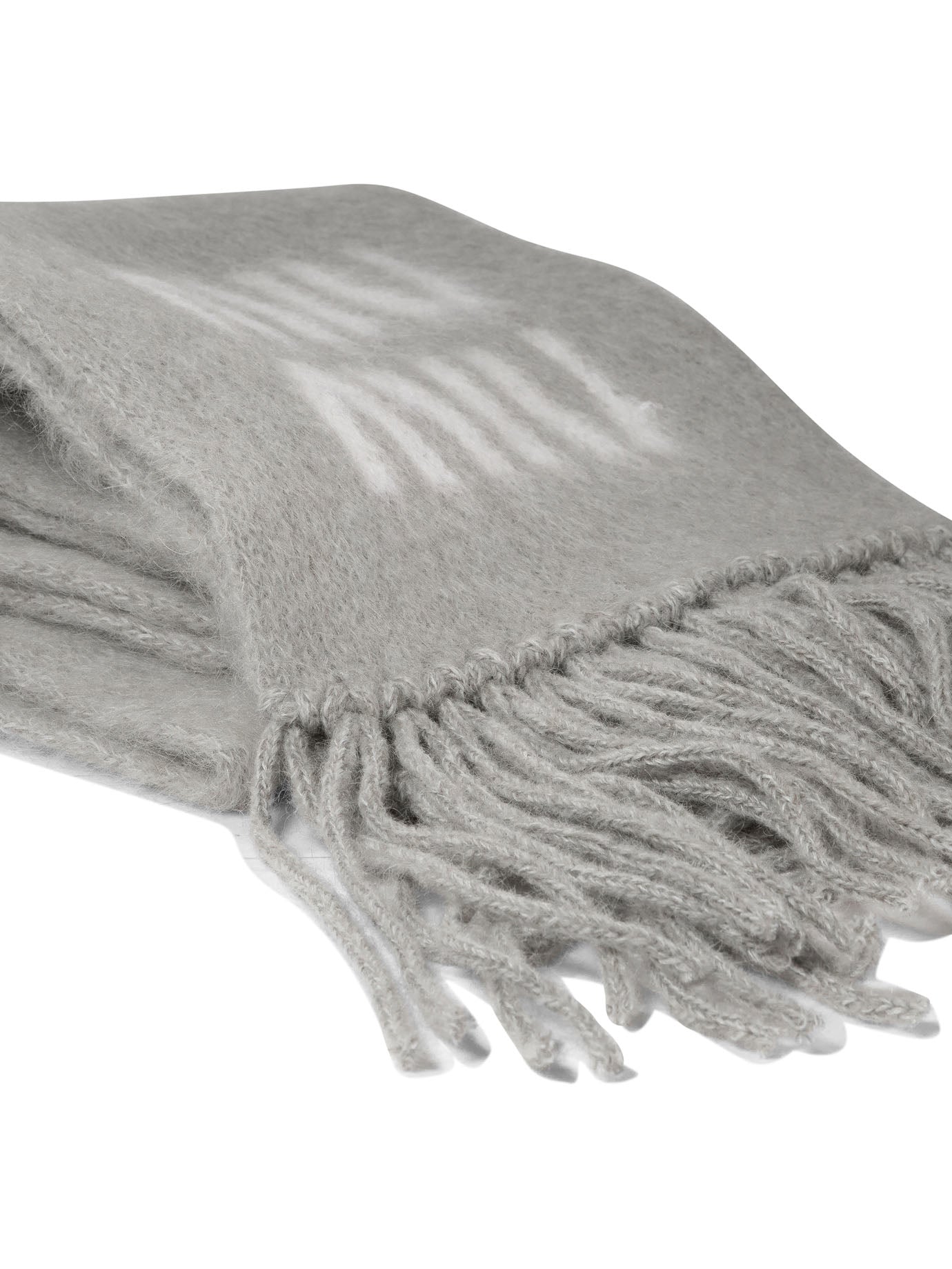 Miu Miu Merino Wool Fringed Scarf - Grey