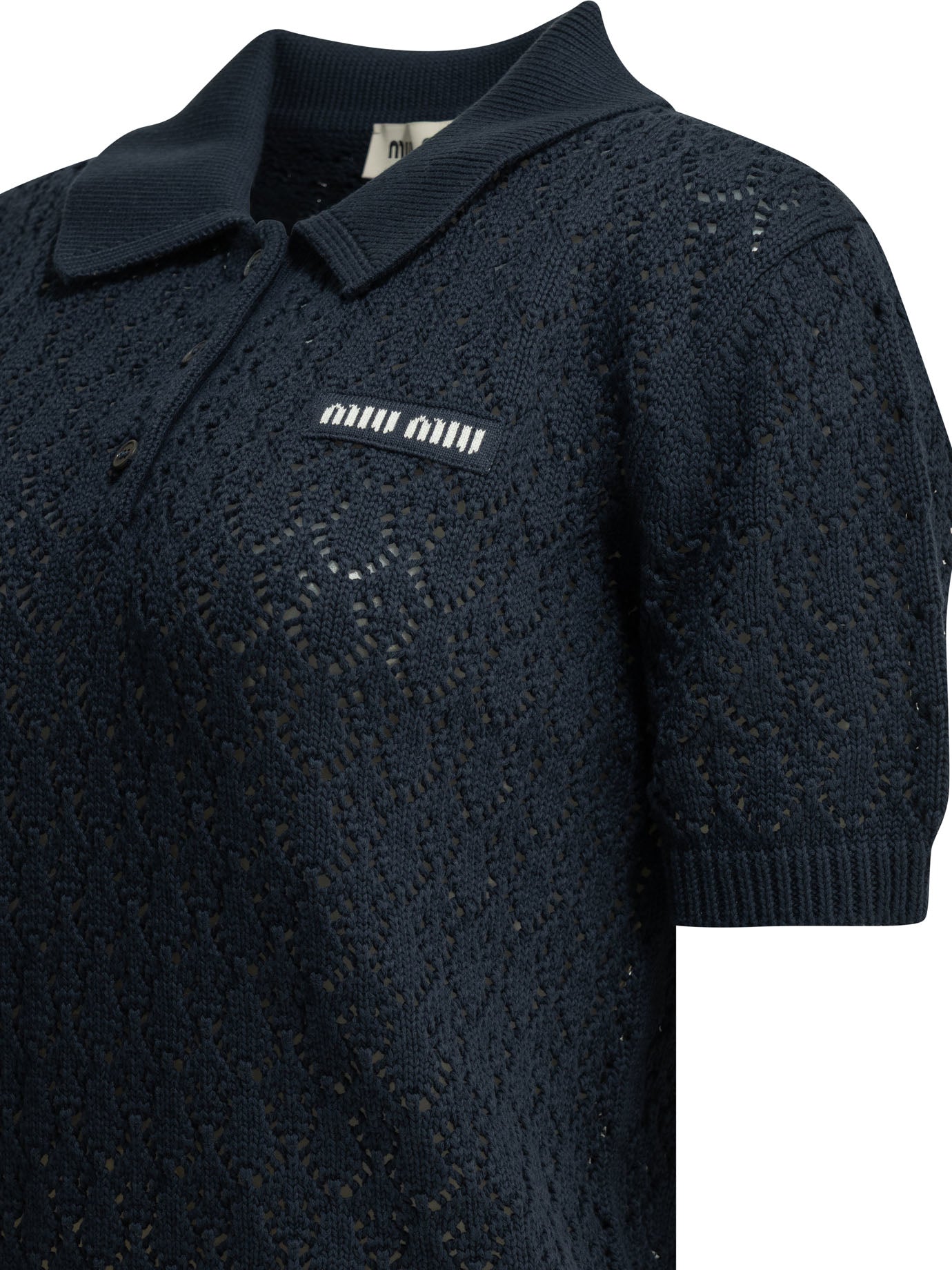 Miu Miu Polo shirt with buttons and logo - Blue