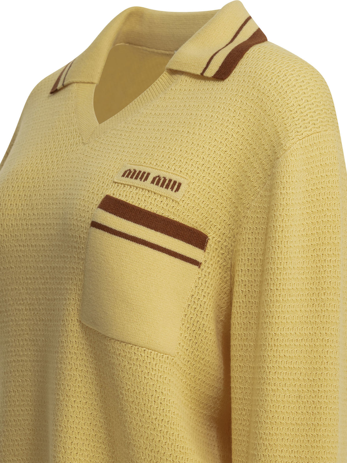 Miu Miu Polo sweater with logo - Yellow