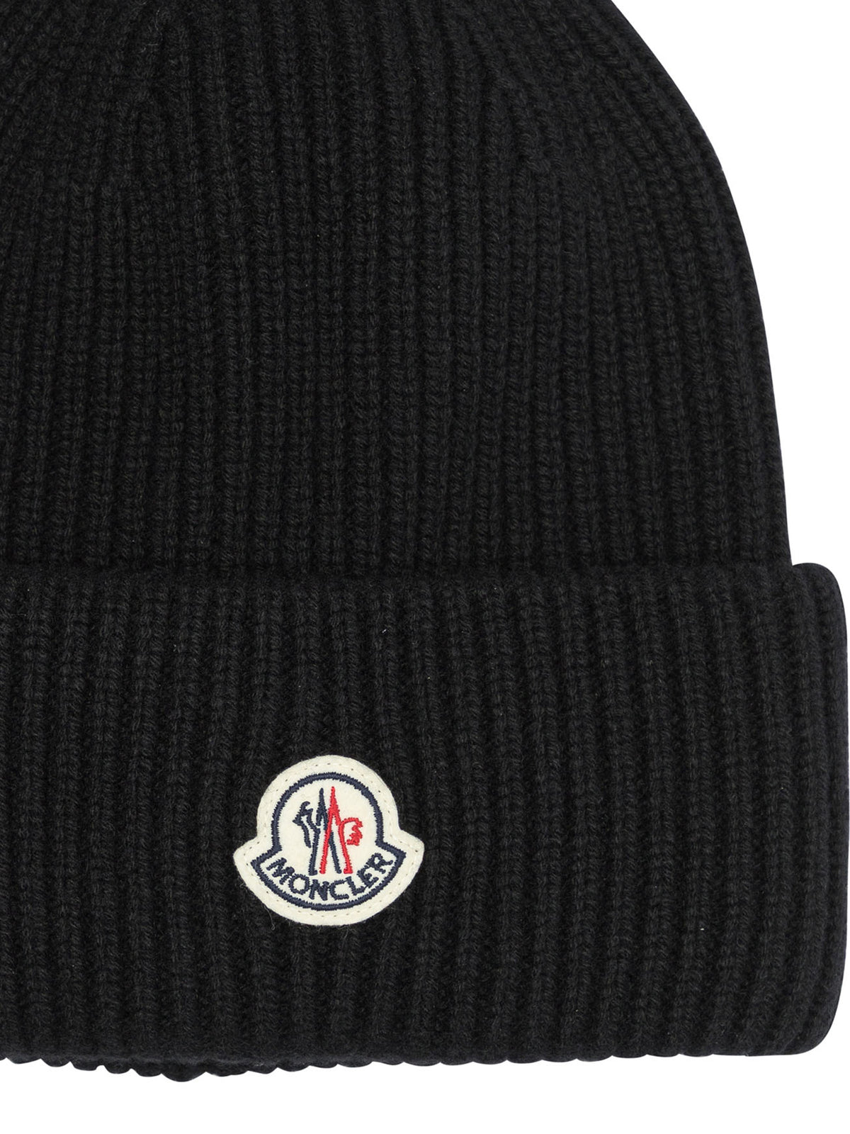 Moncler Wool and cashmere beanie with logo - Black