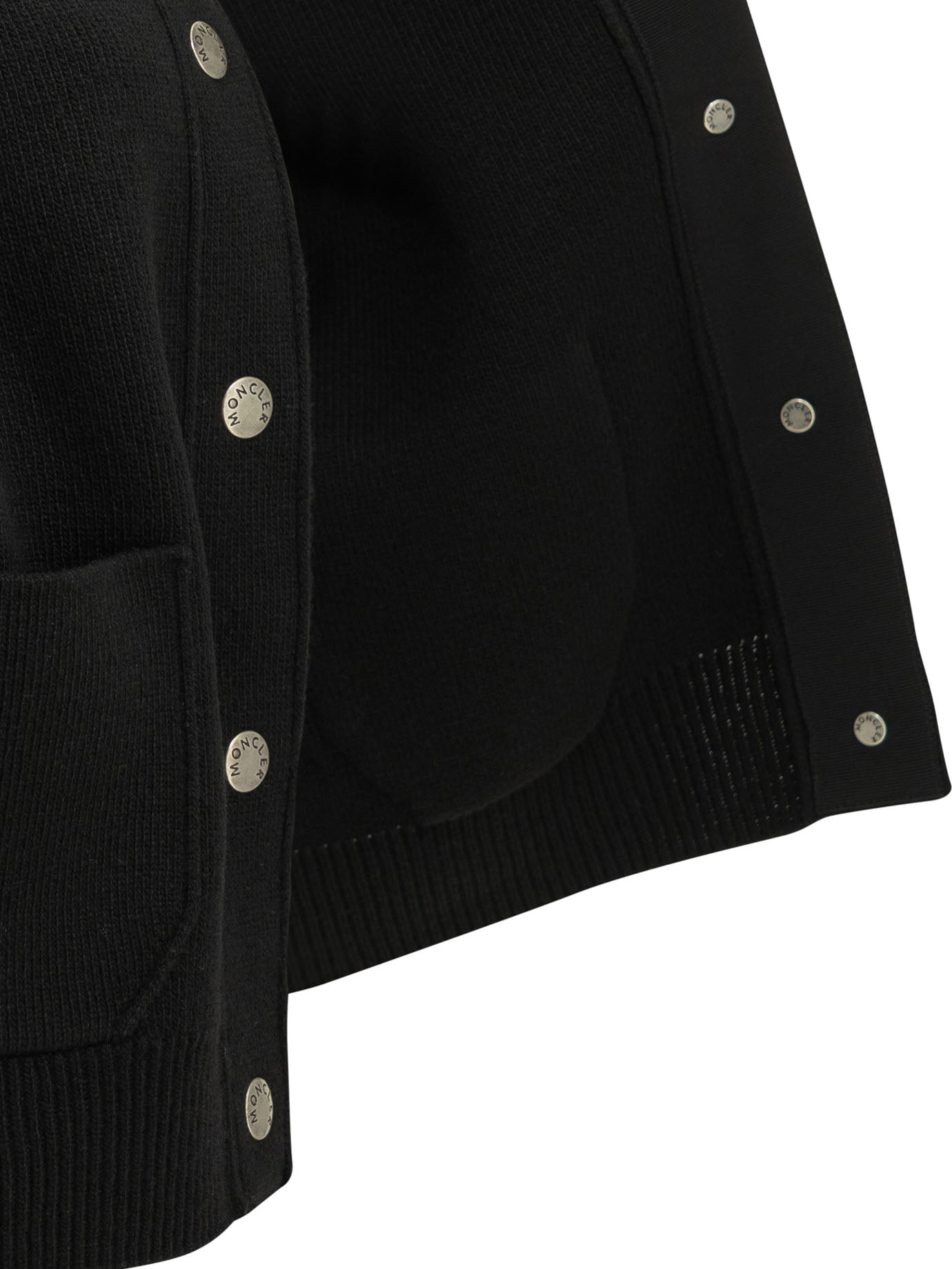 Moncler Wool Cardigan with Logo - Black