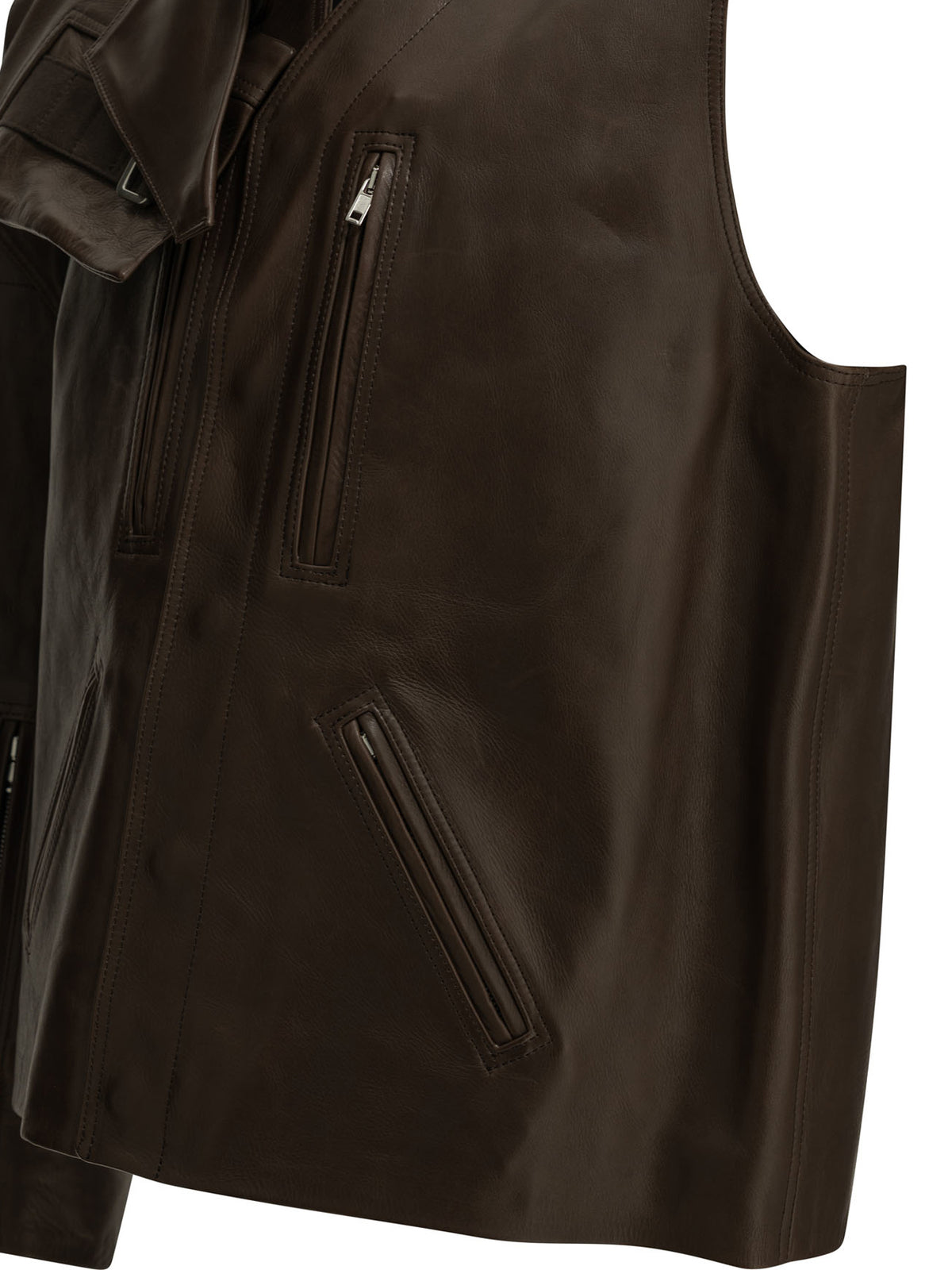 Rick Owens "2 Piece Mac" Leather Jacket - Brown