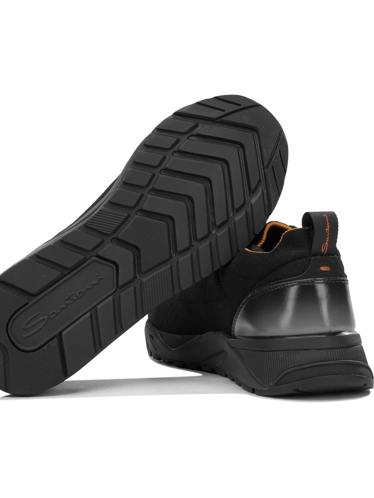 Santoni Low-top sneakers made of mesh and leather - Black
